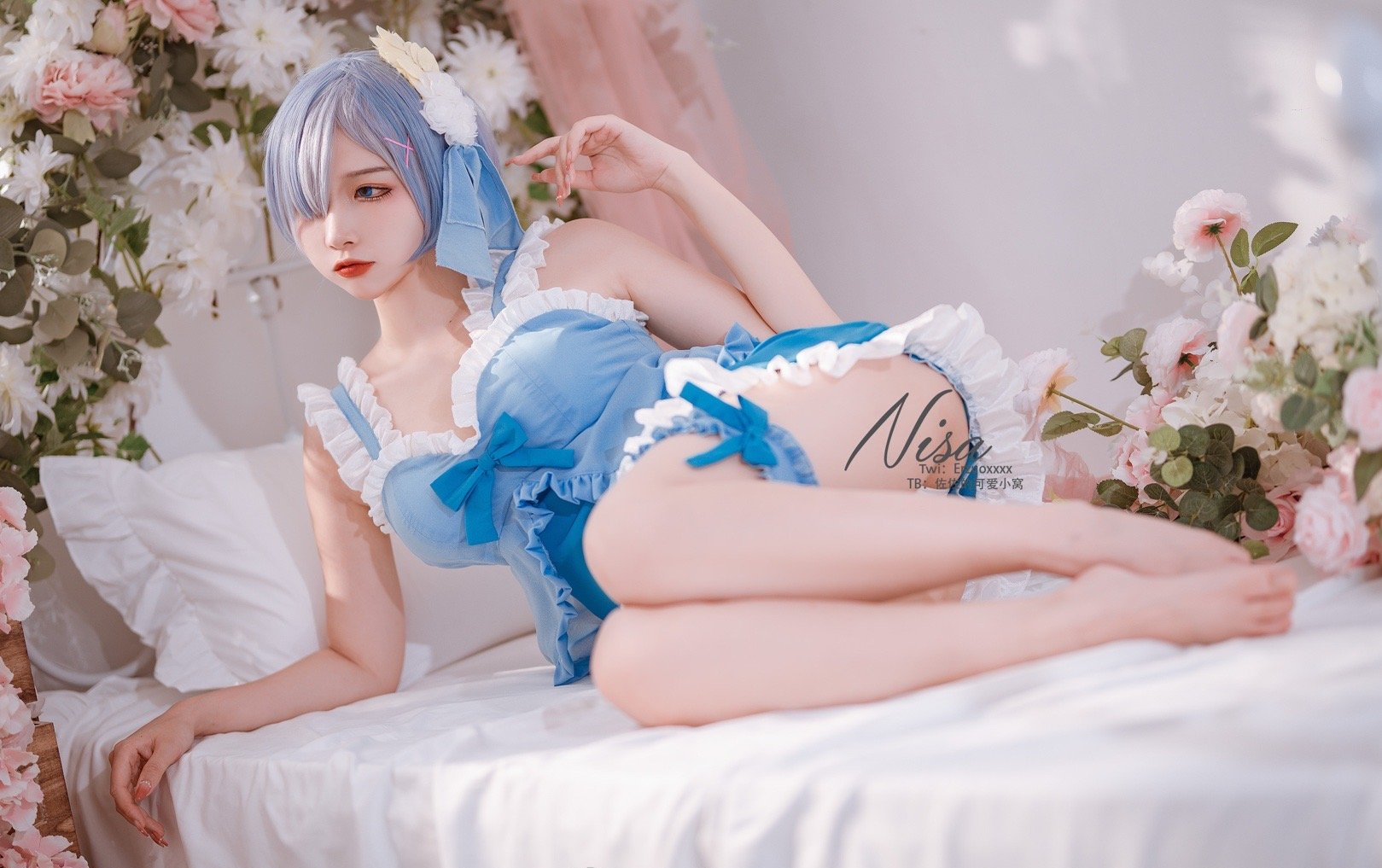 二佐Nisa蕾姆蓝色女仆CosPlay9