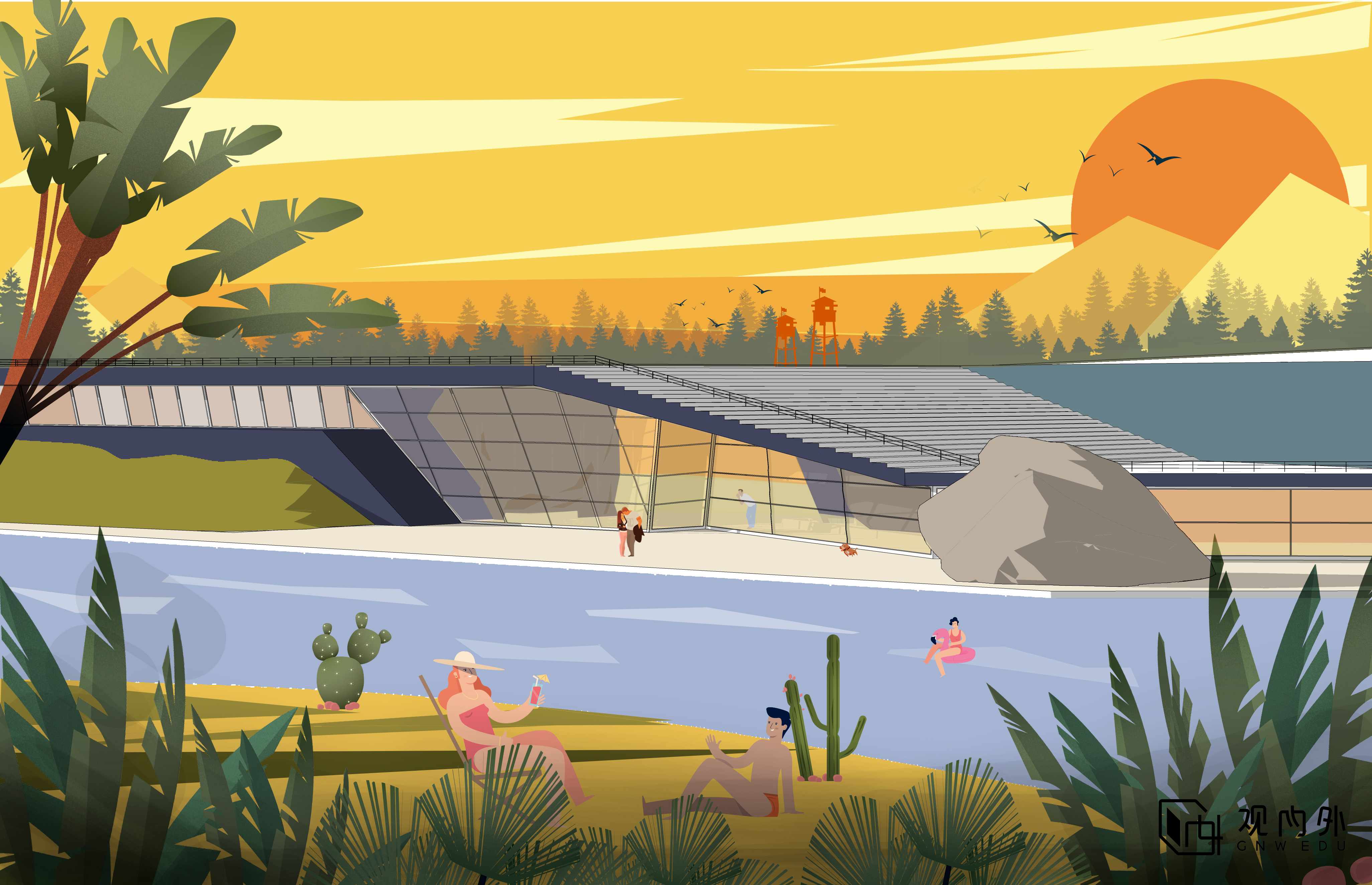 作品分享:插画风效果图/建筑景观设计软件