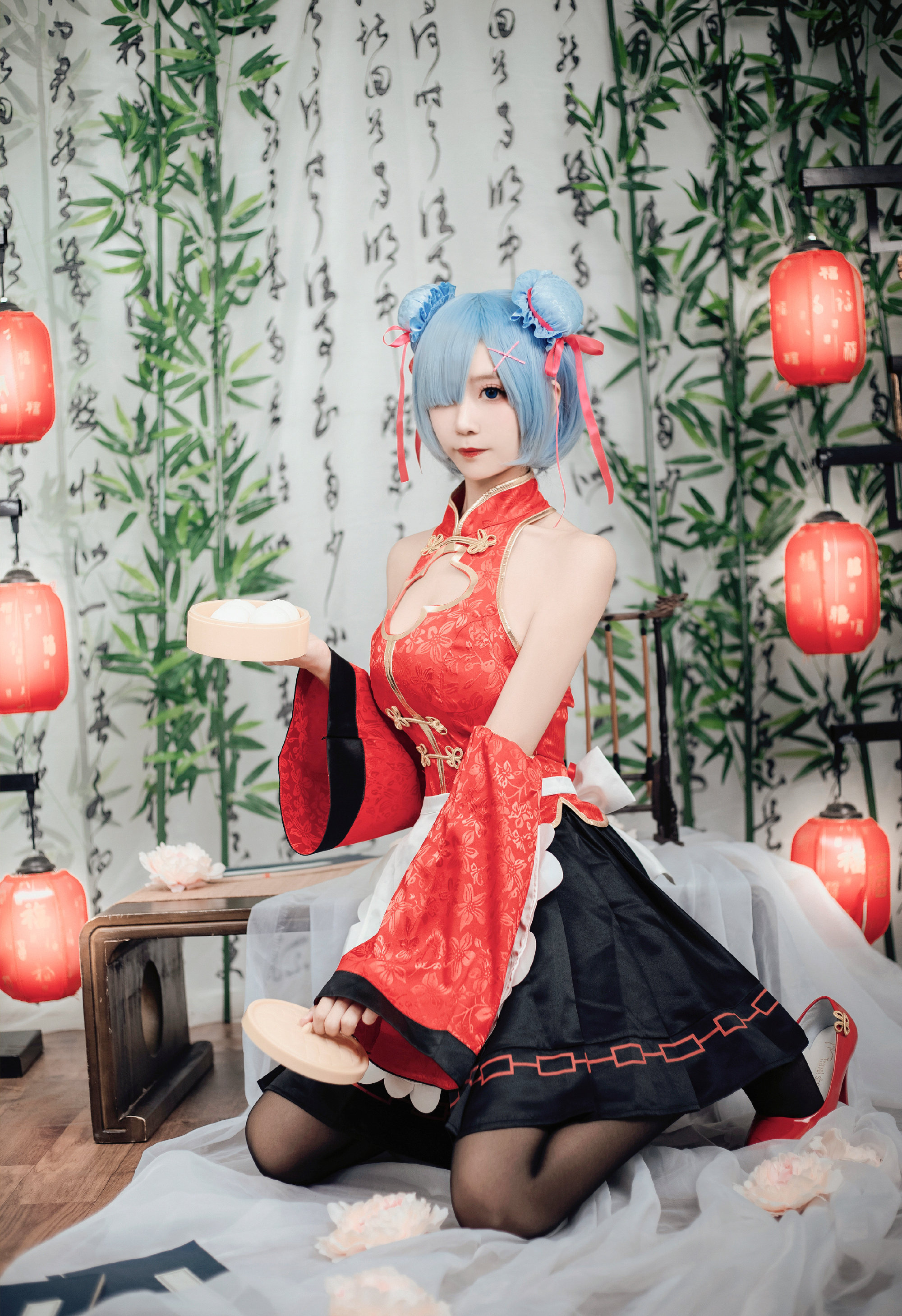 是粽粽子吖蕾姆中国风女仆cosplay6