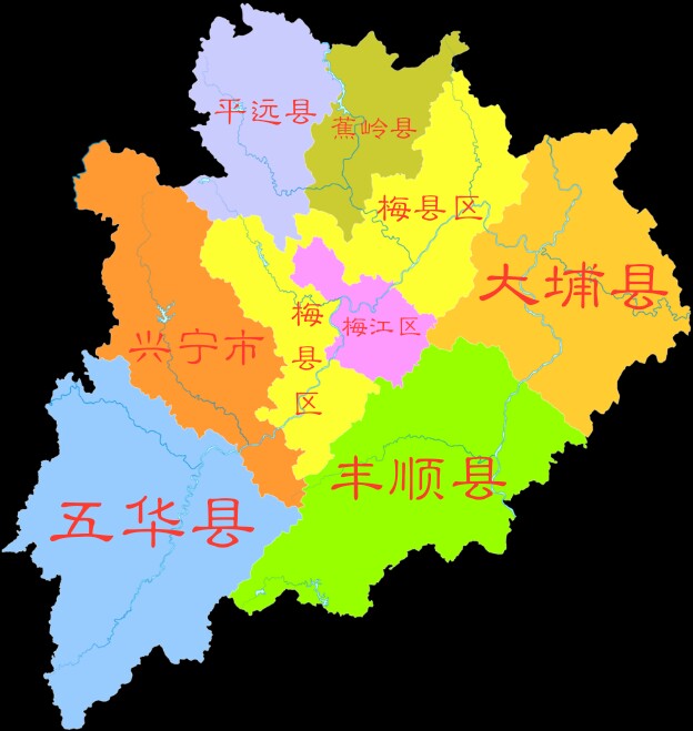 梅县区乡镇地图图片