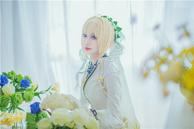 华汐FGO尼禄花嫁满破Cosplay4