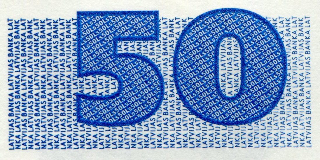 每日一钞#50拉特 局部细节 在1992年这个微缩文字印刷质量还是非常