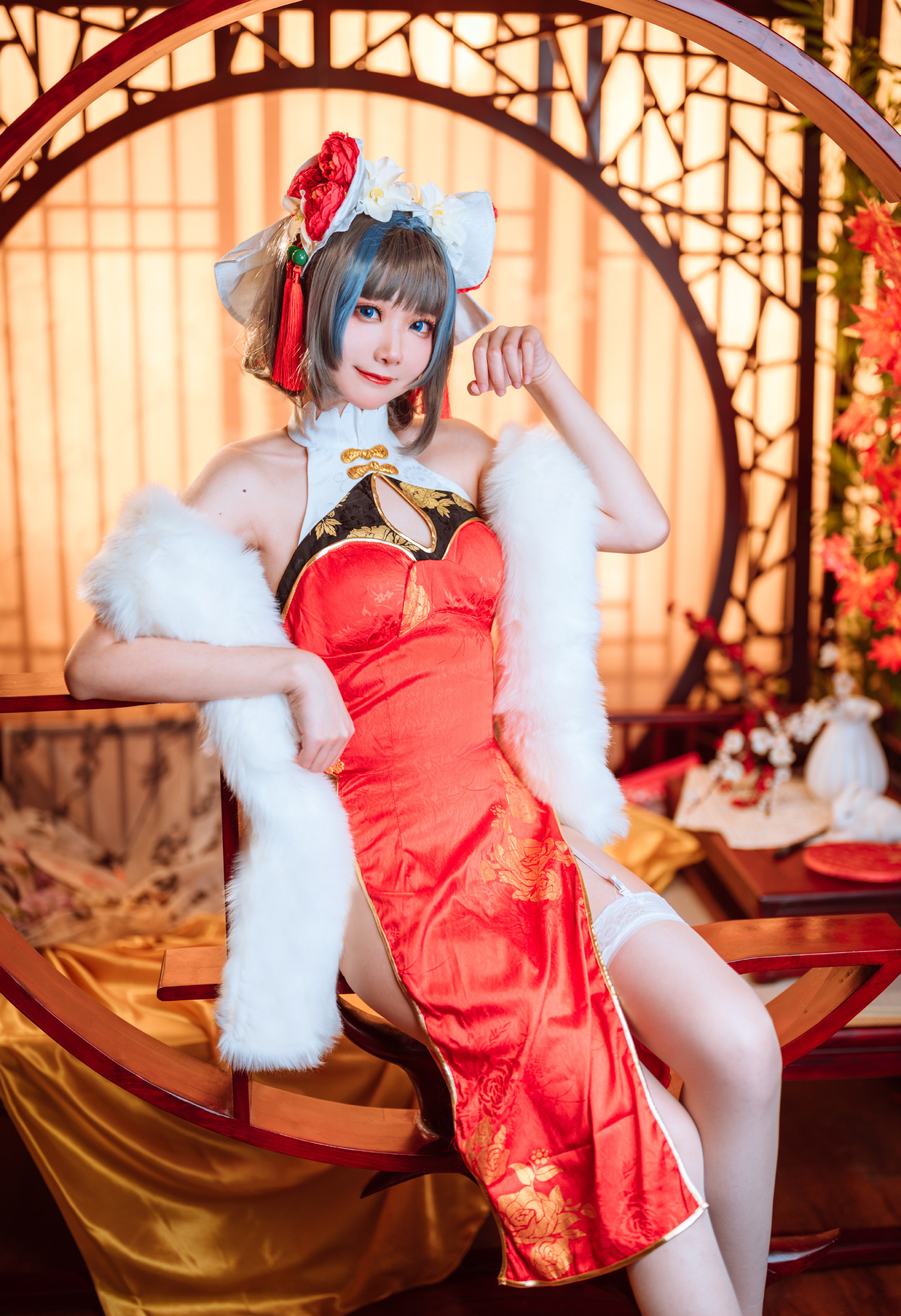 艾瑞碧蓝航线柴郡旗袍cosplay3