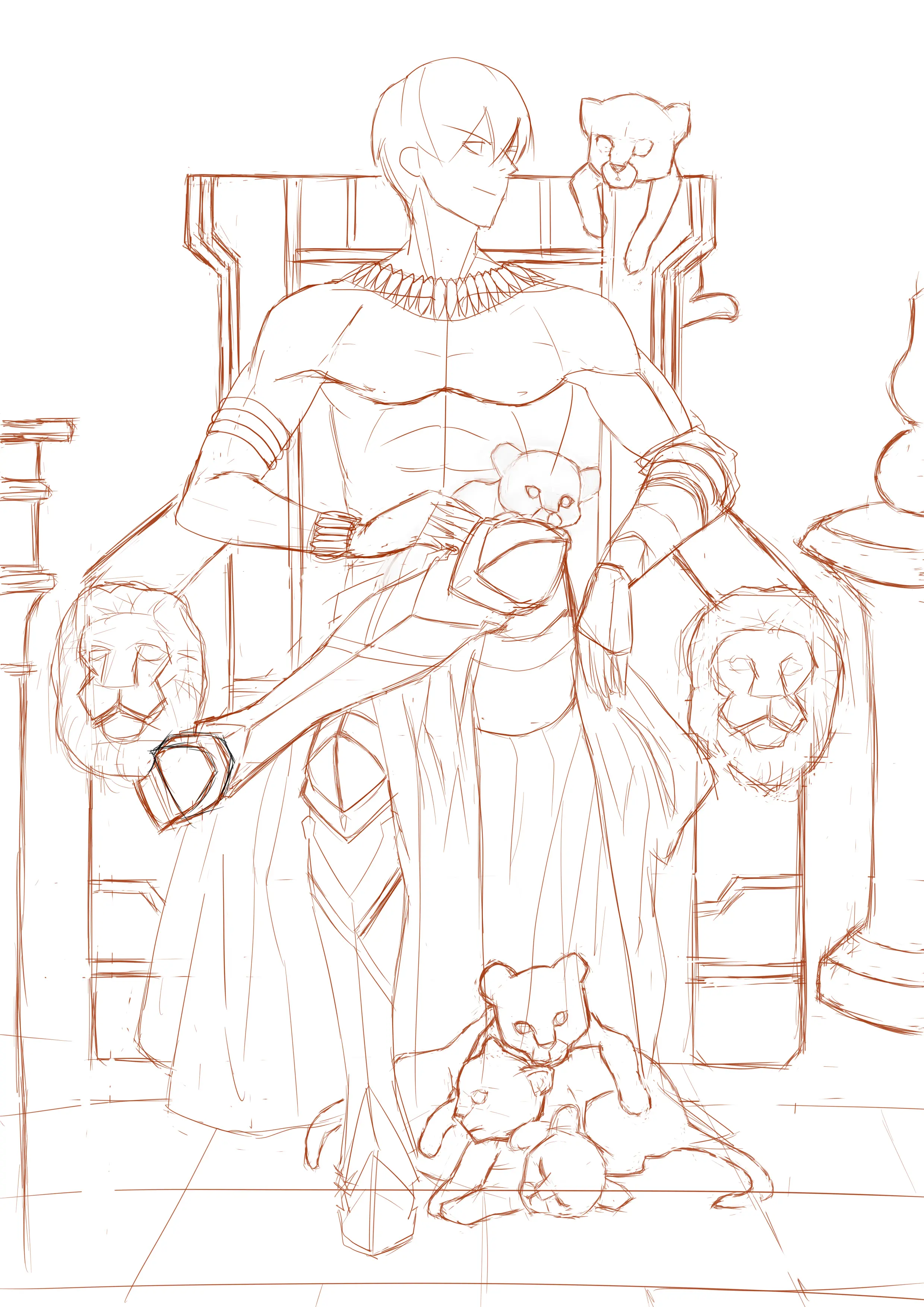 吉尔伽美什临摹线稿