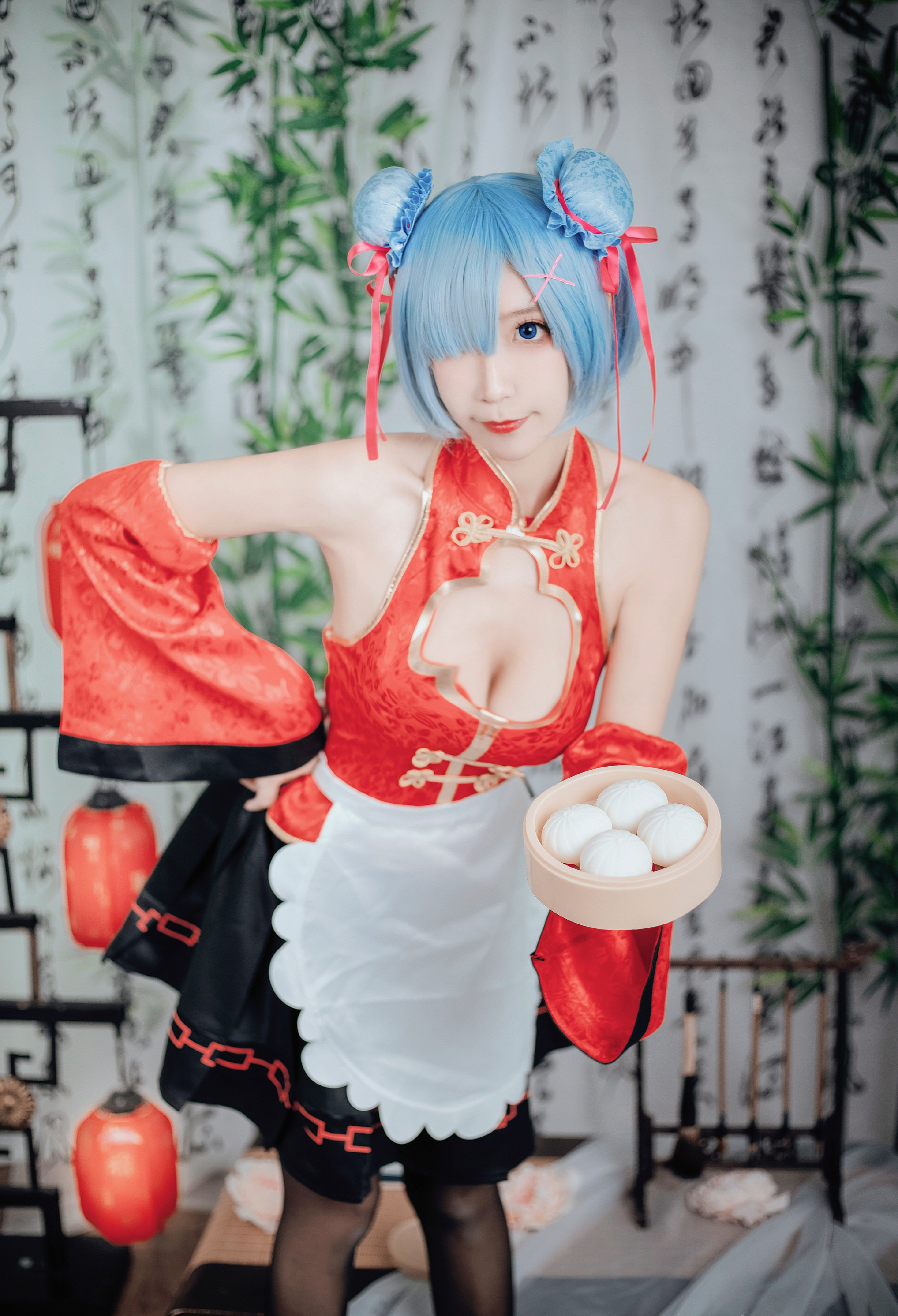 是粽粽子吖蕾姆中国风女仆cosplay2