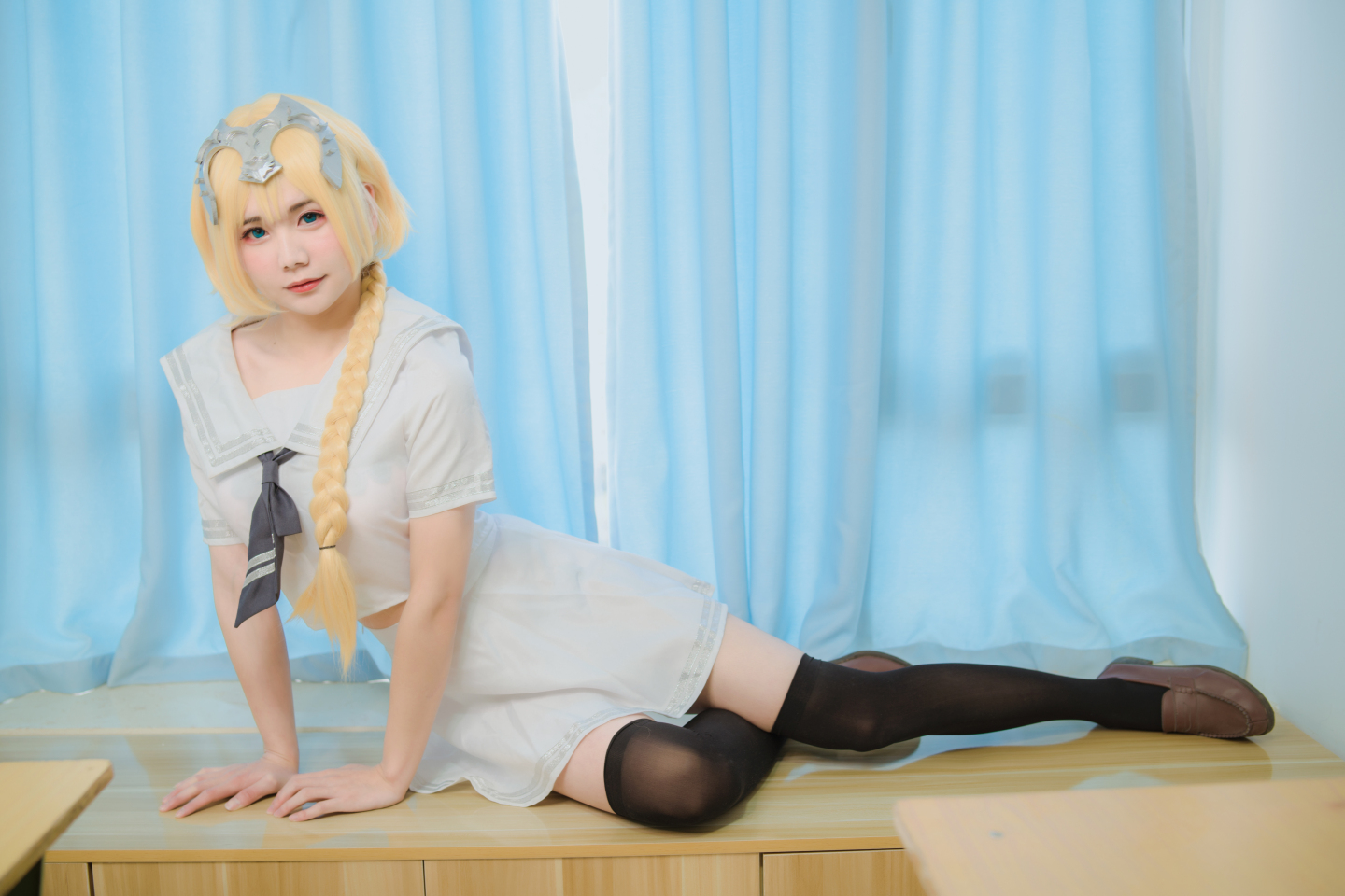 梓墨墨墨墨墨白贞德同人JK制服cosplay1