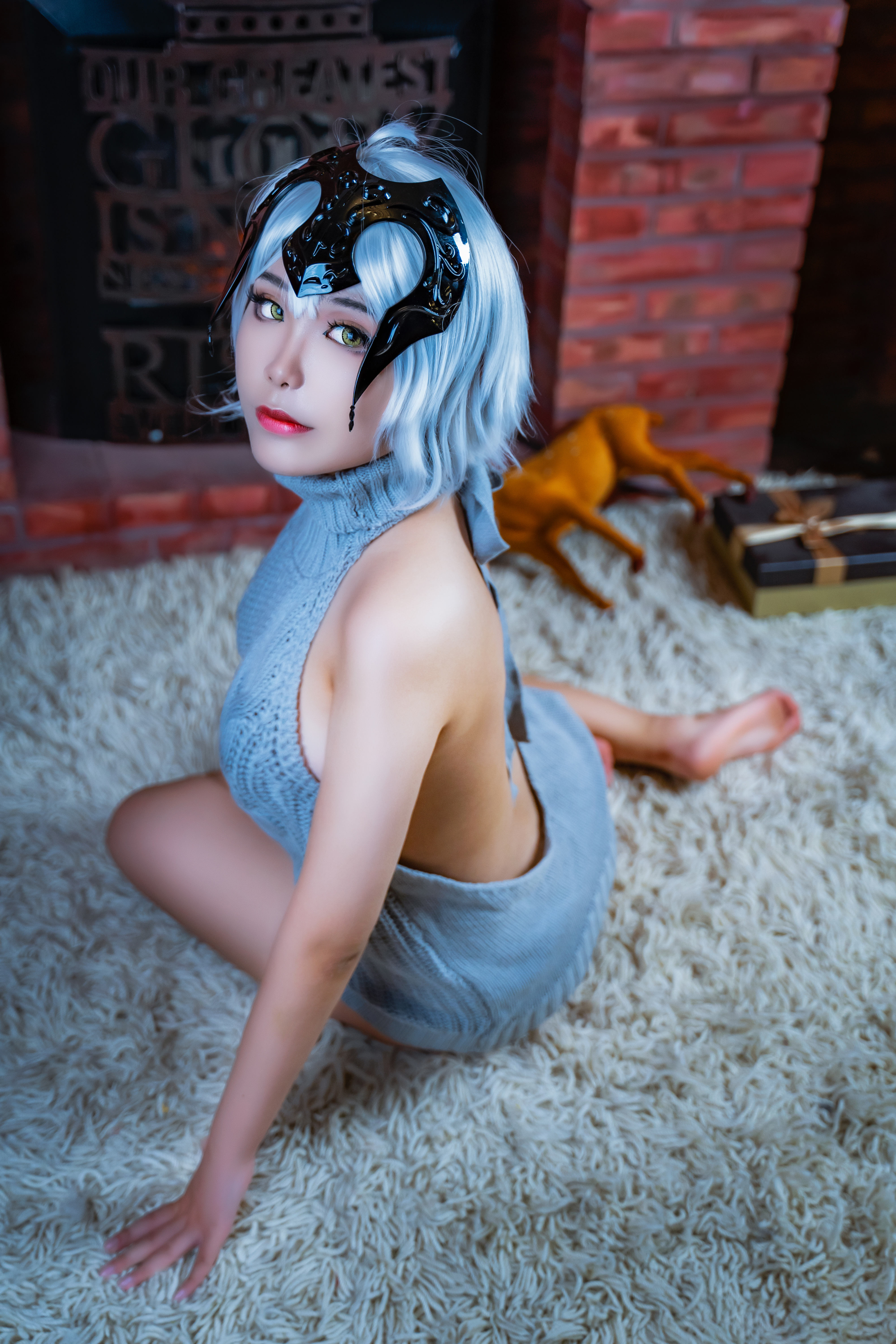 酥棠Alina FGO黑贞露背毛衣cosplay2