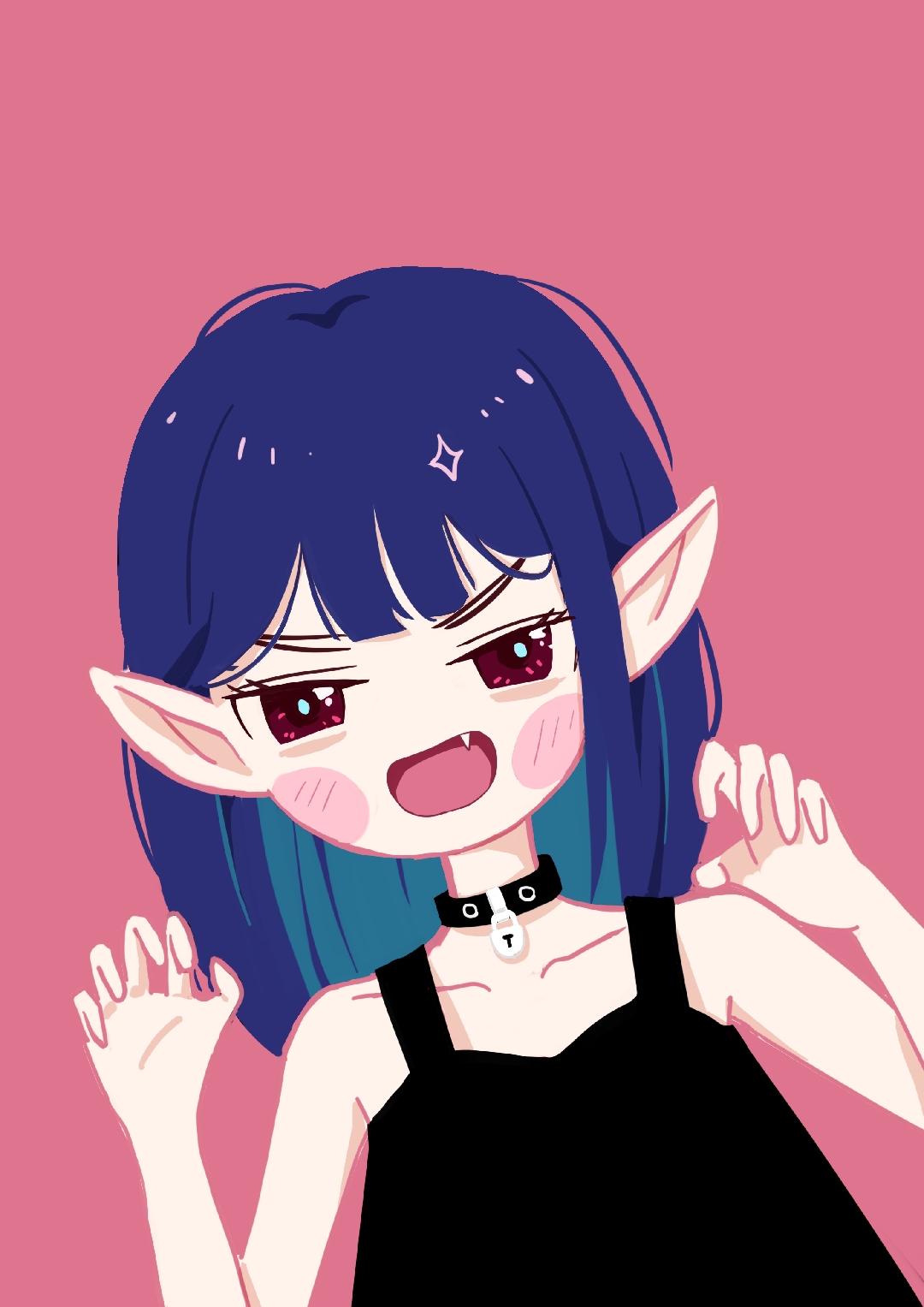 兰笛saku#圆不溜丢的大眼睛,婴儿肥的小脸蛋,看上去有点憨憨的,很