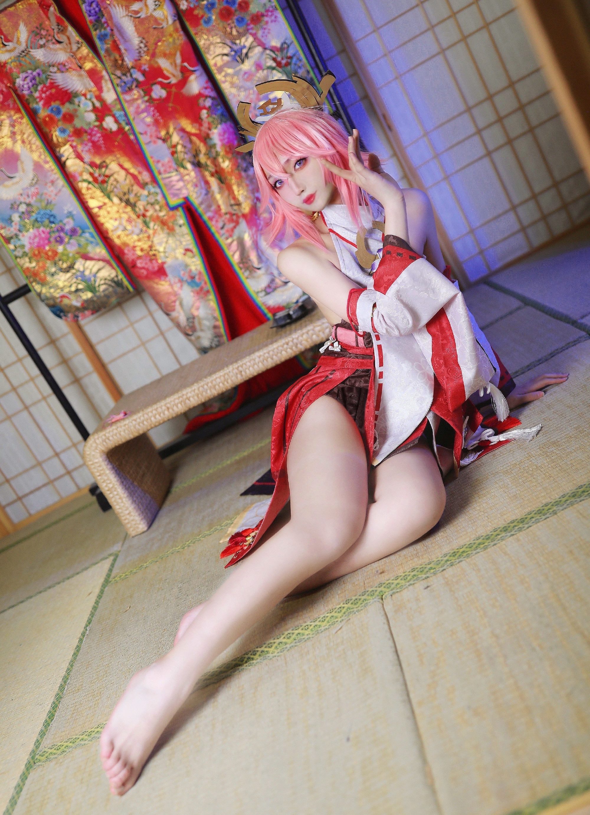 春日桃原神八重神子Cosplay4