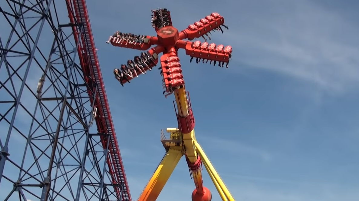 早在十多年前就有把360度大摆锤和极速大风车合体成的大风车摆锤了