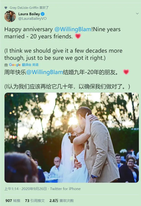 三棵树下老科学9月前 原创 吉安娜声优劳拉贝利庆祝结婚9周年 和自己跟老公认识周年 73人浏览 评论 4 死道友的贫道 Undefined 09 25 19 36突然又想到了复仇者集结里贝克同时配鹰眼和基妹分别和这两口子组cp 洛天依 滑稽 东岛之王