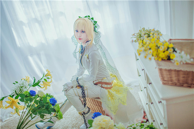 华汐FGO尼禄花嫁满破Cosplay1