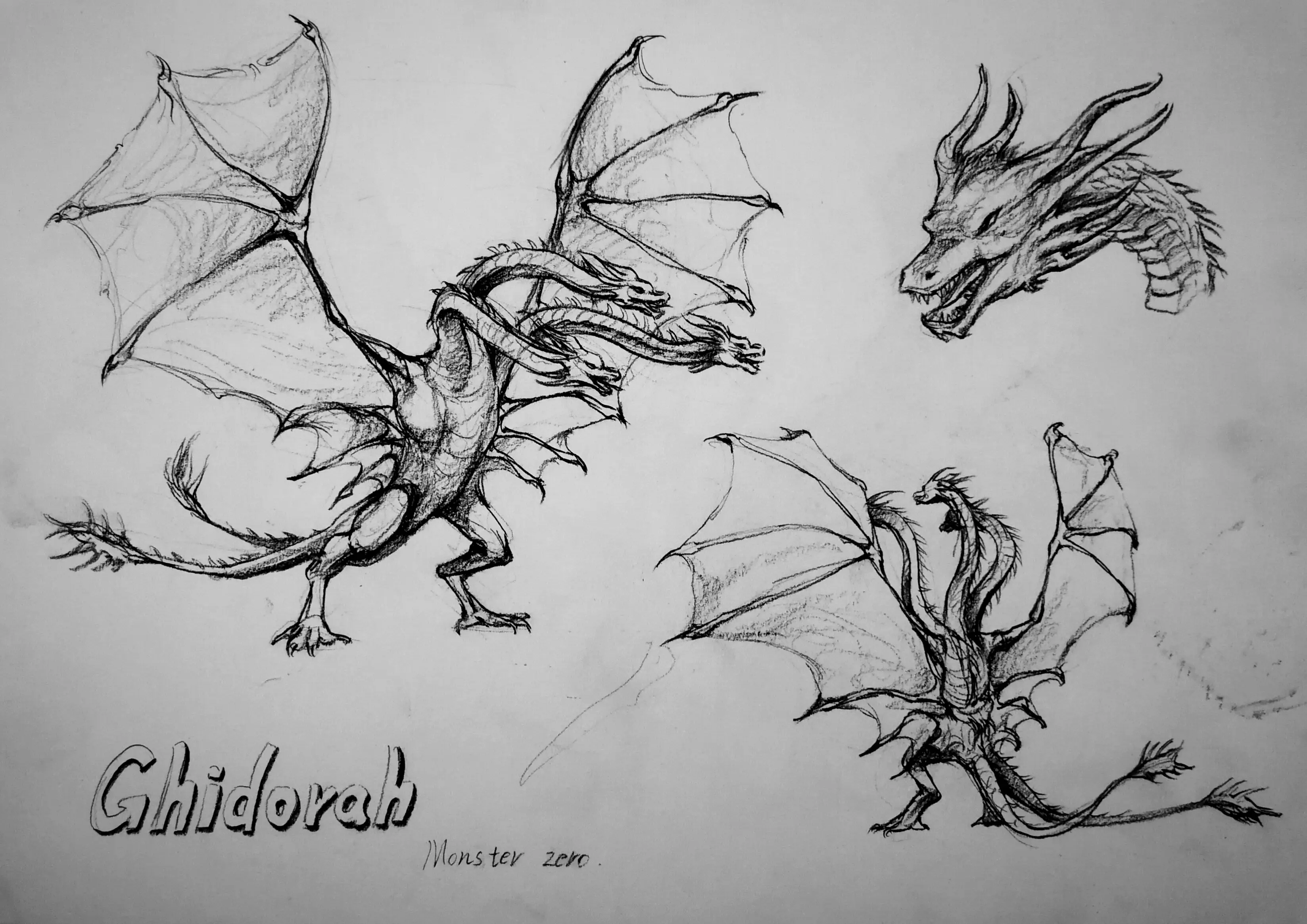 《哥斯拉2:怪兽之王》基多拉手绘草稿