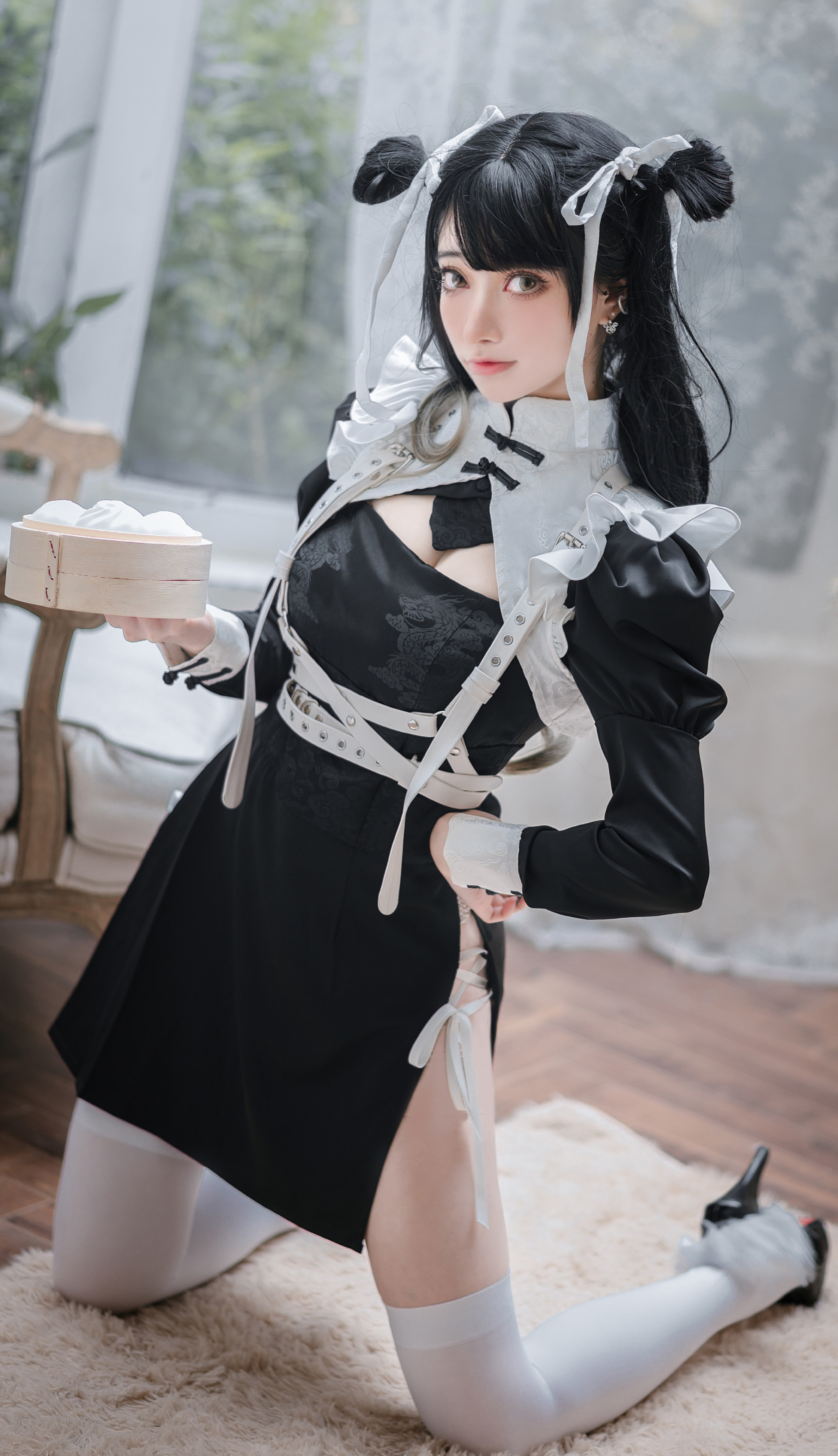 炭烤莉莉黑坂内若玲珑双子黑旗袍cosplay6