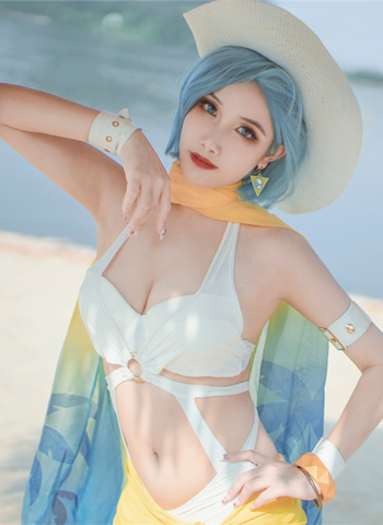 玥颜queen王者荣耀钟无艳海滩丽影cosplay