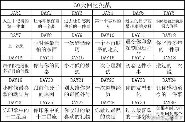 30天回忆挑战图片