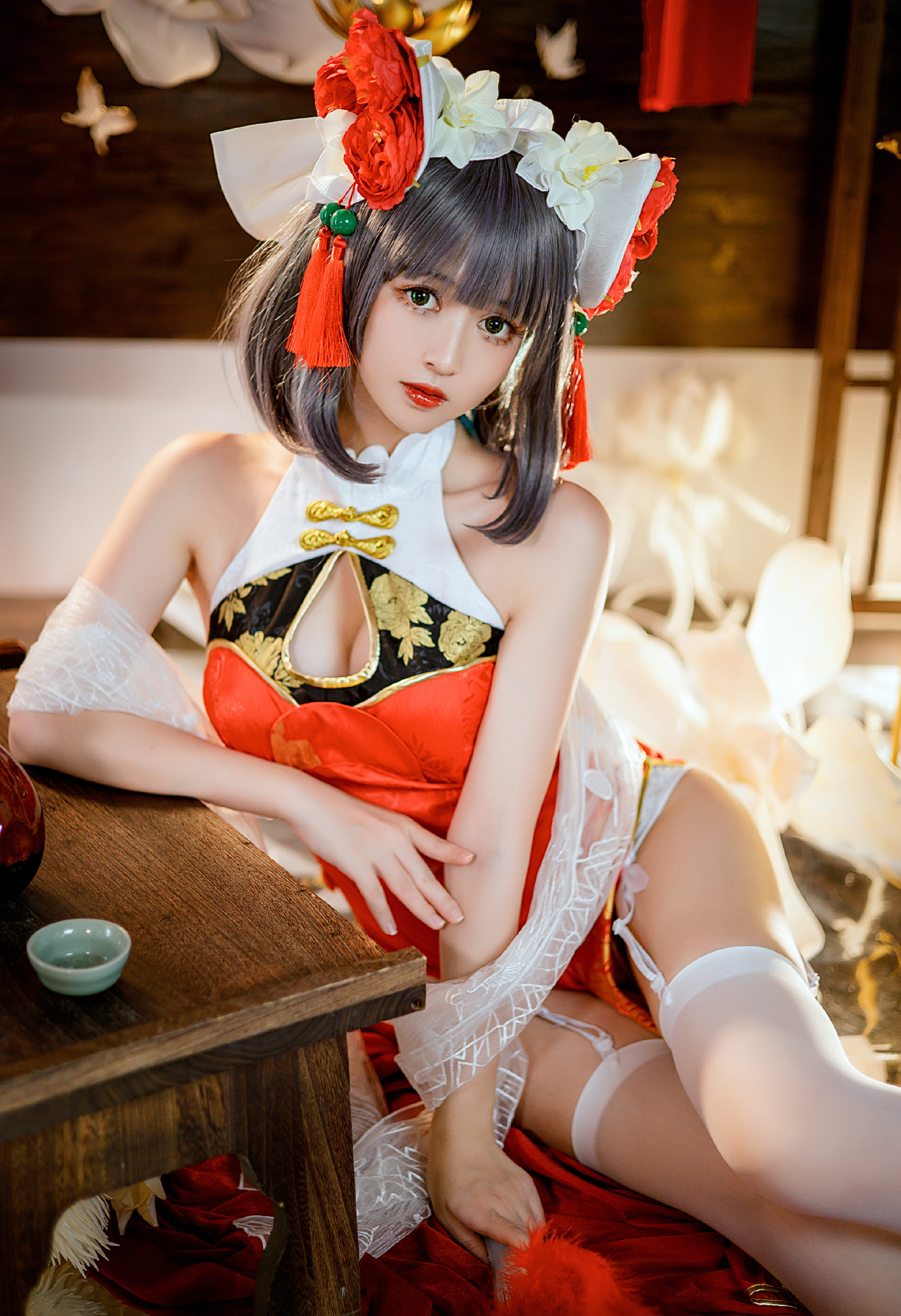 鳗鱼霏儿碧蓝航线柴郡旗袍Cosplay7