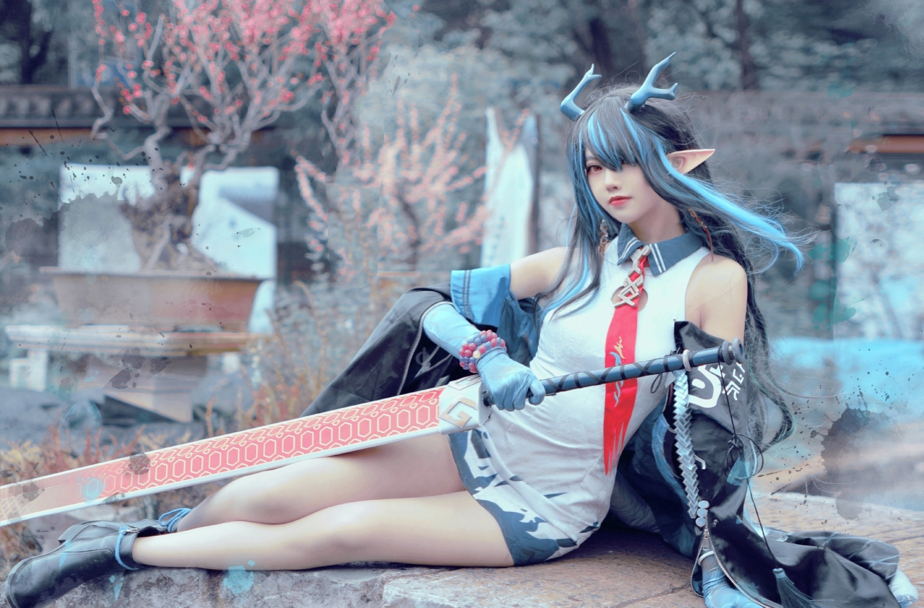 目白鹿明日方舟夕CosPlay4