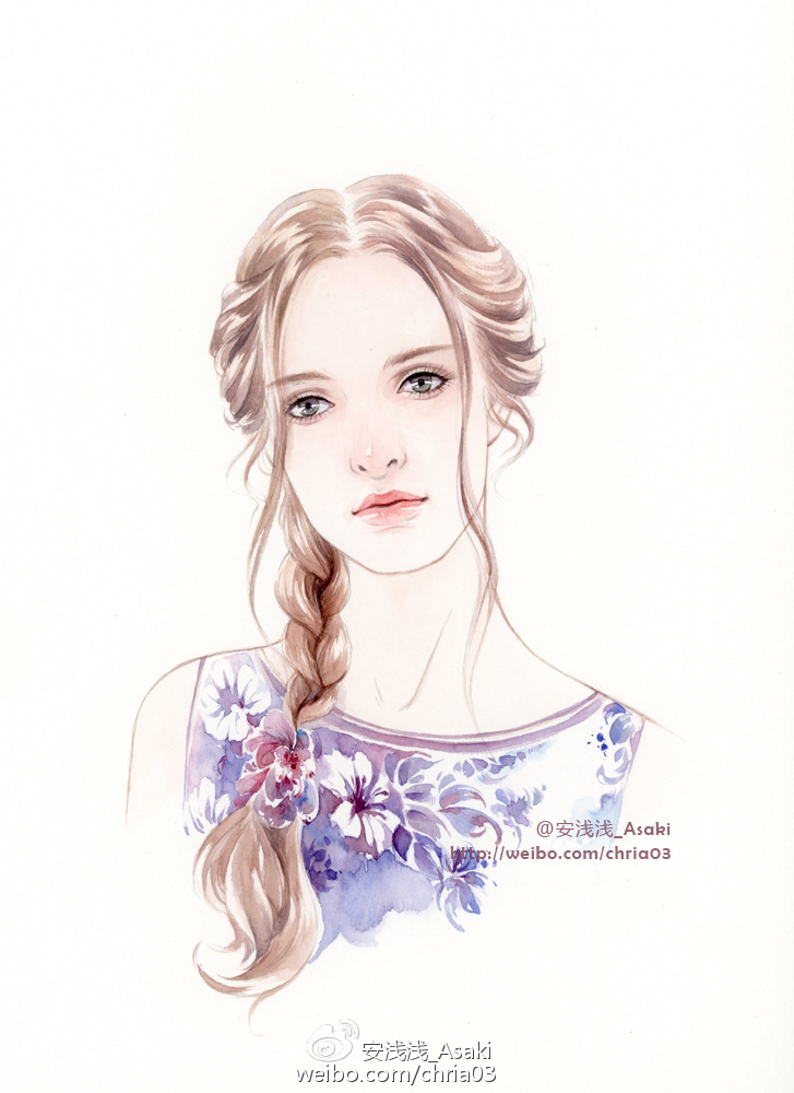 【零基础水彩人物插画】从花中生长出来女子 _ 明天教室绘画教学