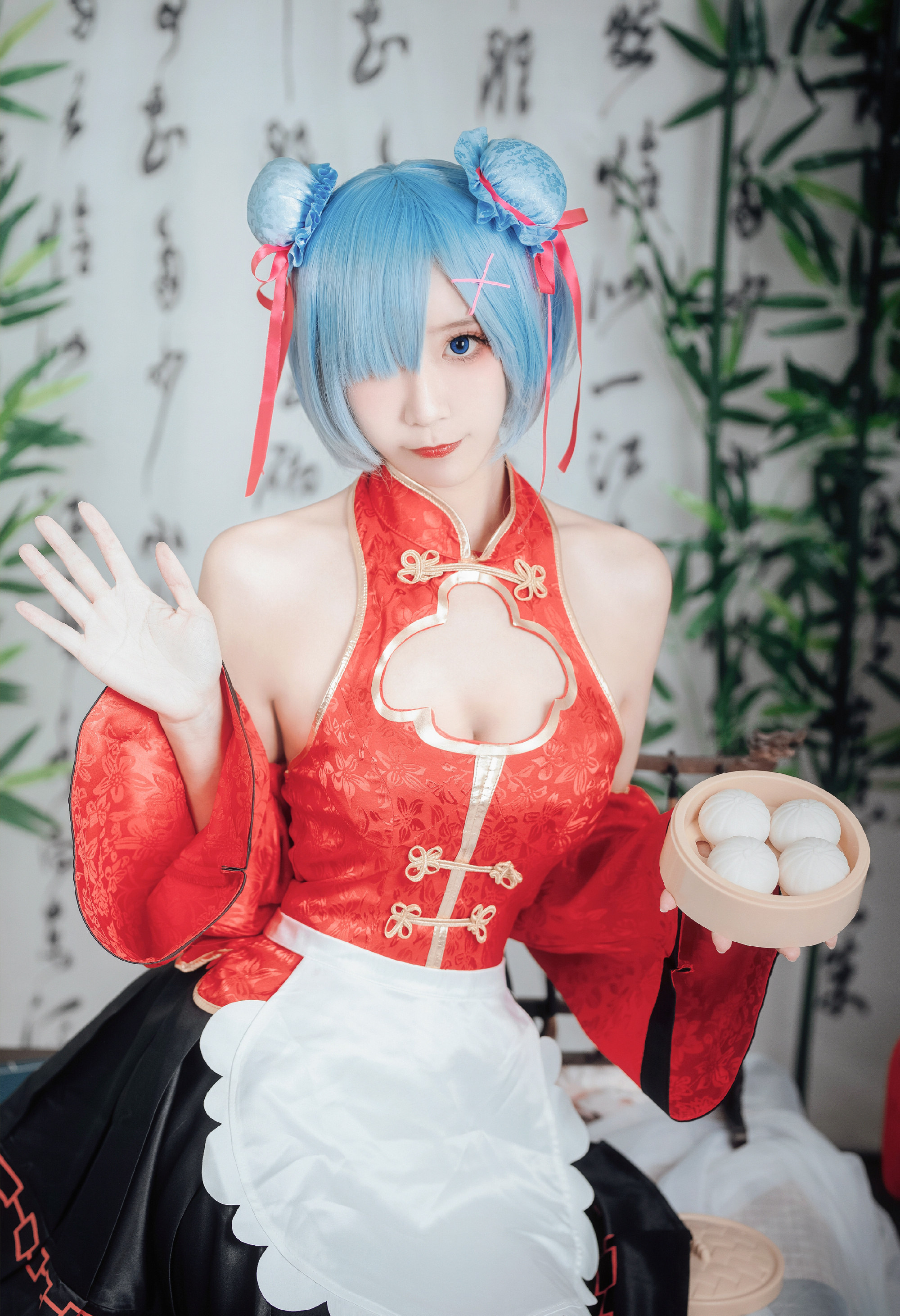 是粽粽子吖蕾姆中国风女仆cosplay3