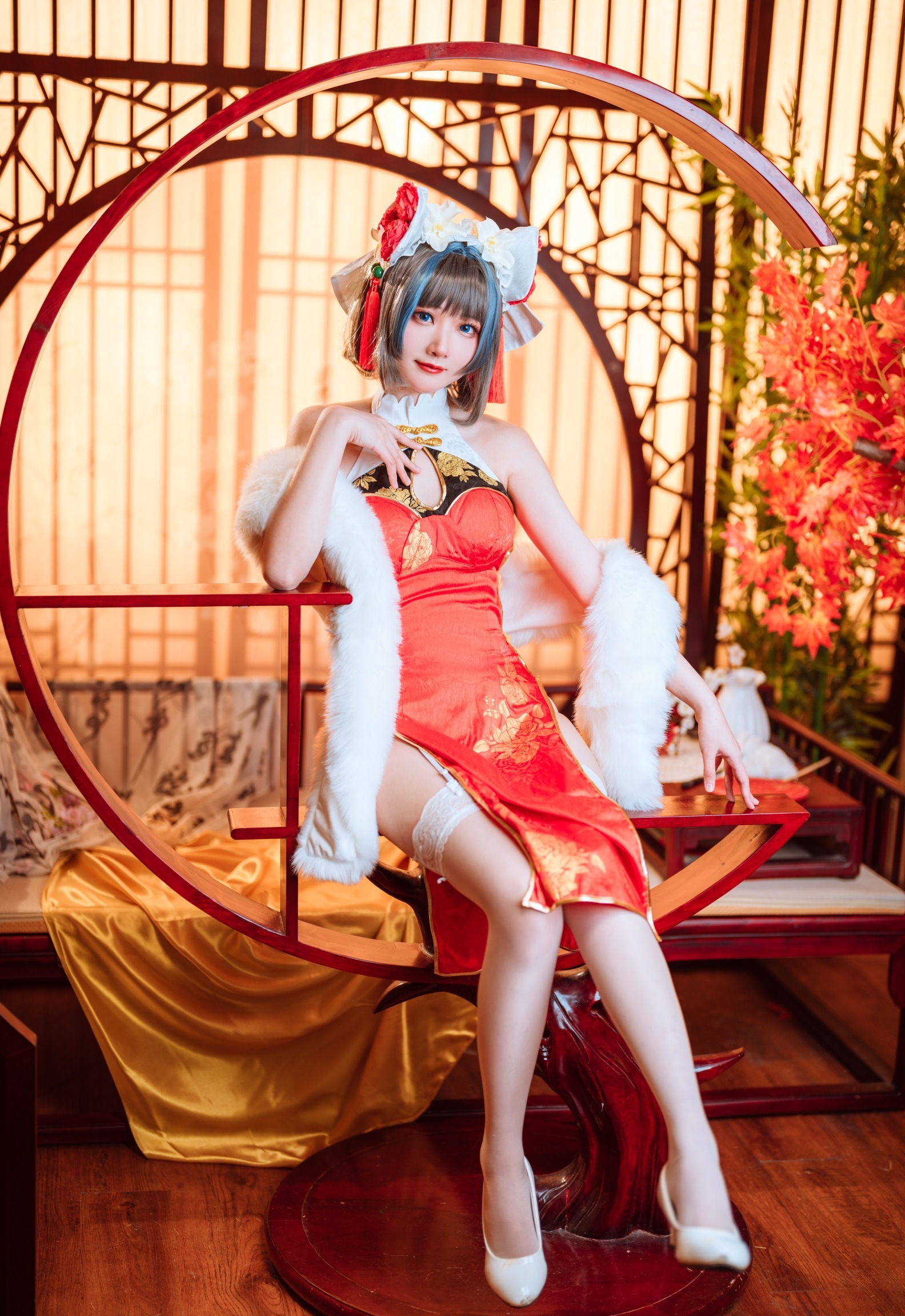 艾瑞碧蓝航线柴郡旗袍cosplay1