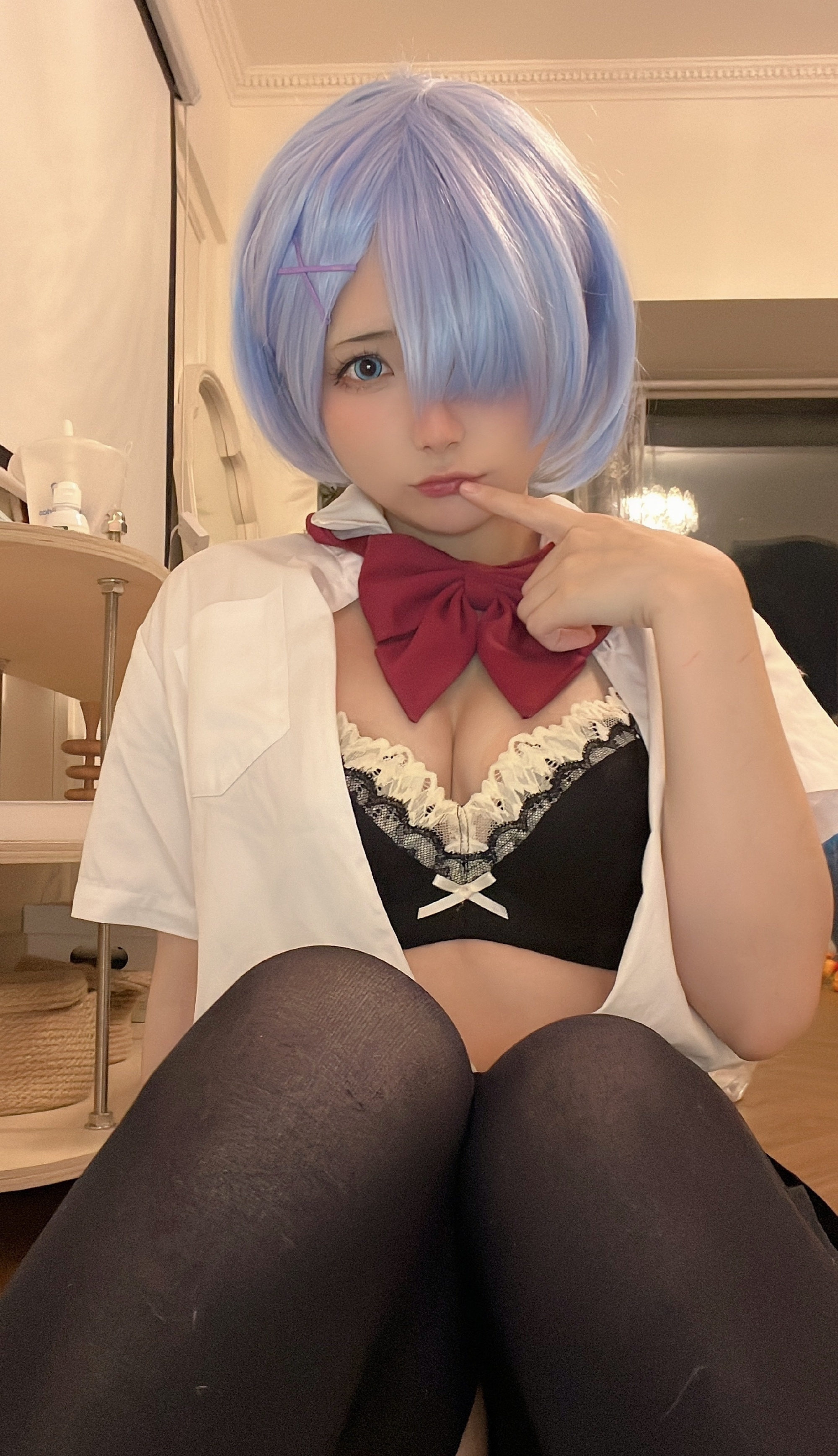 是三不是世w蕾姆JK丝袜cosplay3