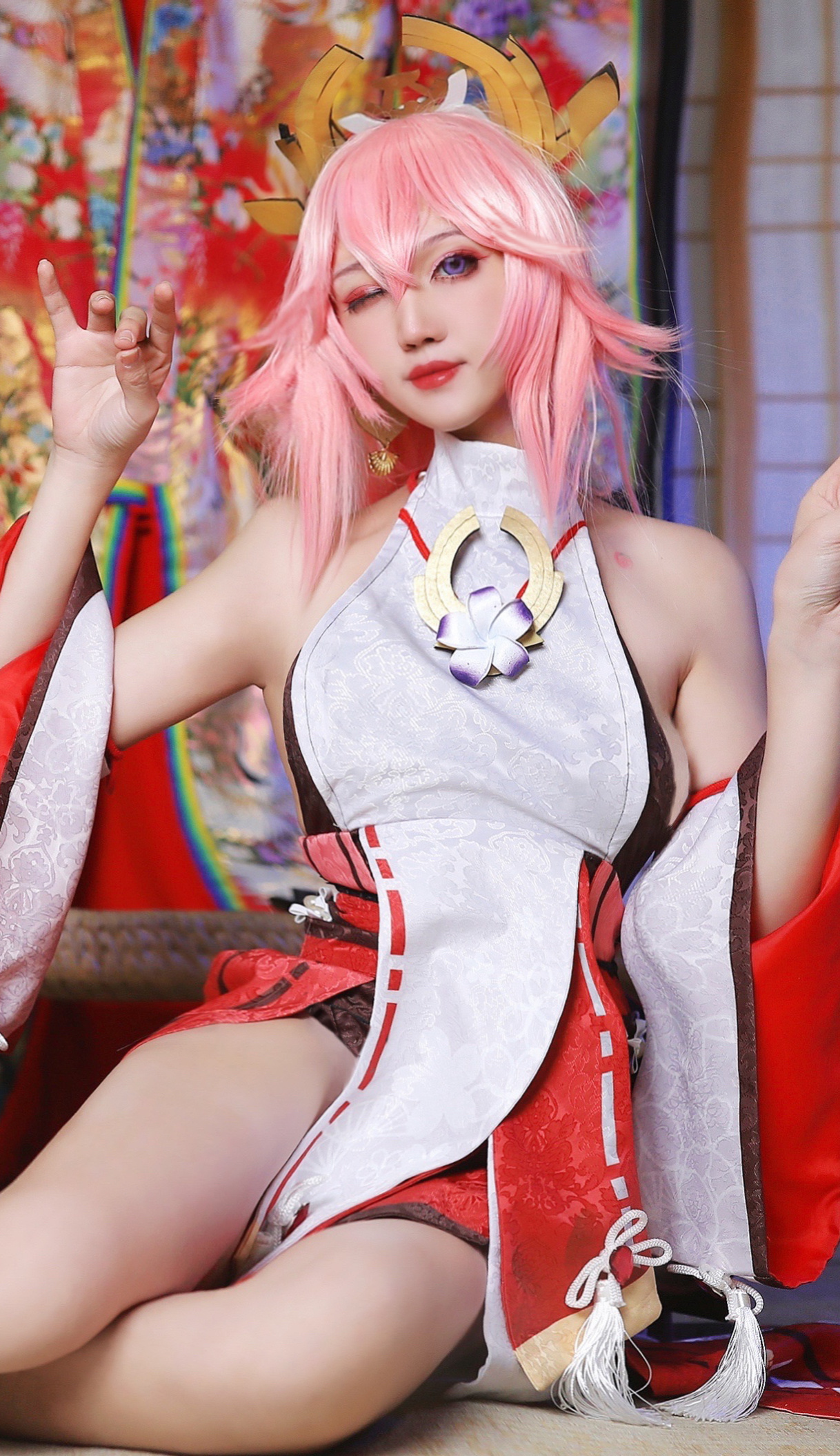 春日桃原神八重神子CosPlay6