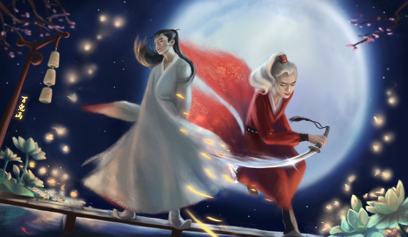 举报 红白相见,相爱相杀 古风 美男 月下 原创  |  画友  · 插画