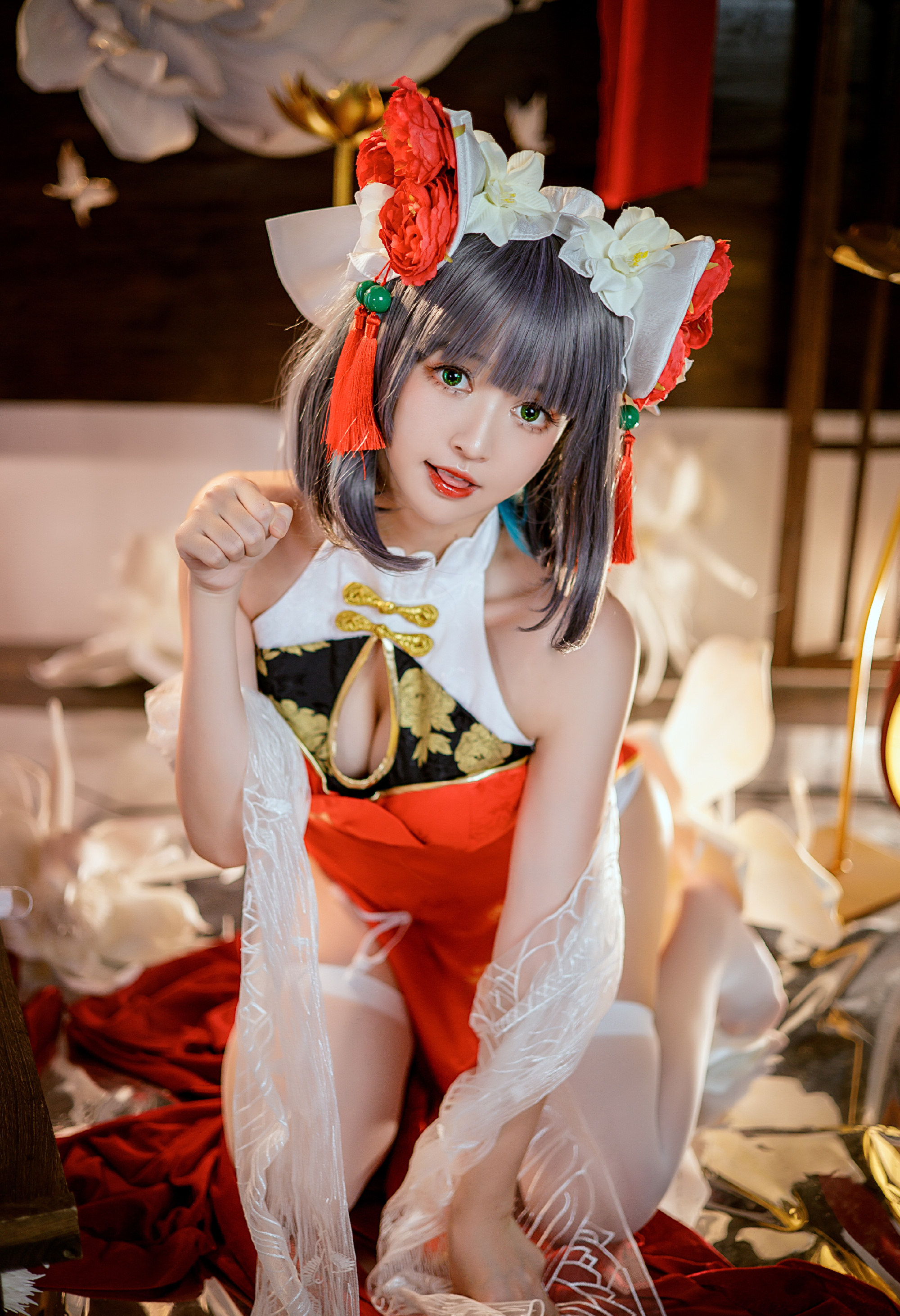 鳗鱼霏儿碧蓝航线柴郡旗袍cosplay4