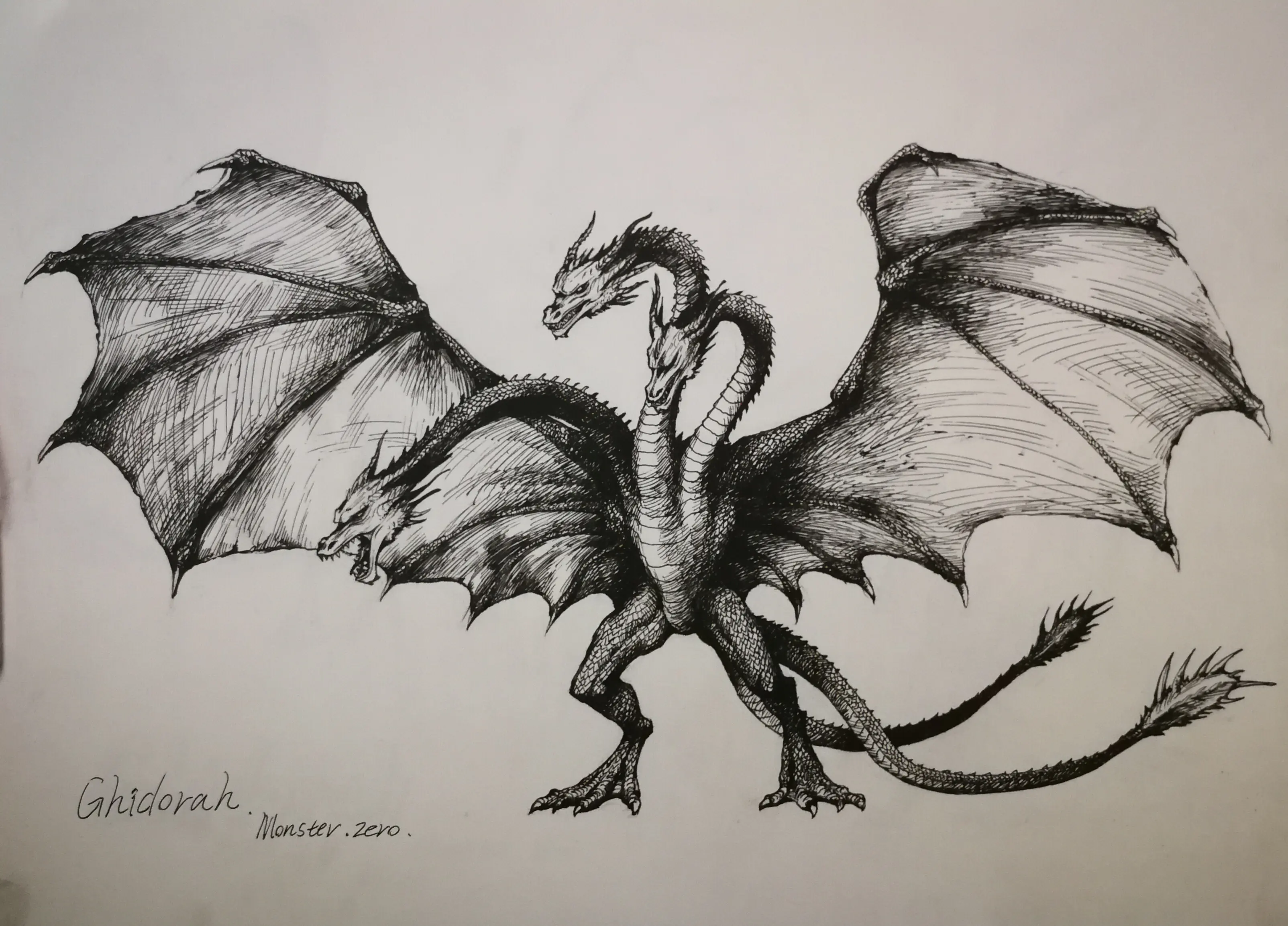 《哥斯拉2:怪兽之王》基多拉手绘草稿