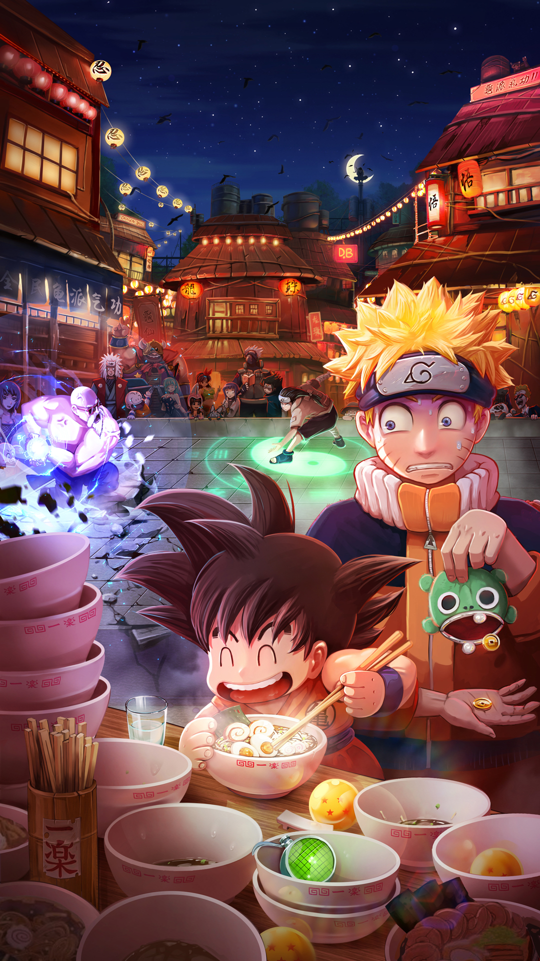 板绘龙珠火影联动倒计时海报