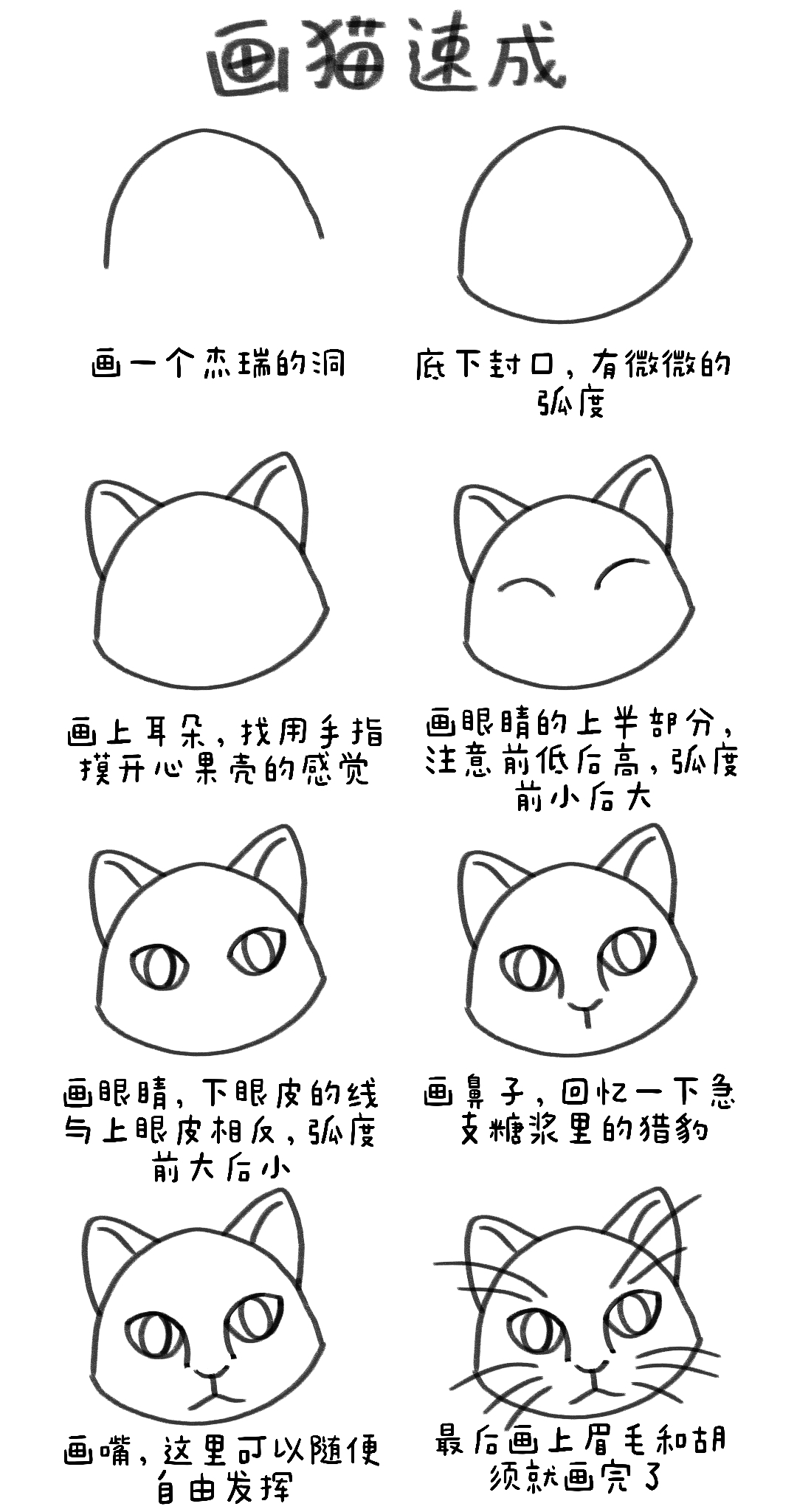 手帐用的极速成版猫头教程 有老同学想看我就自己画了