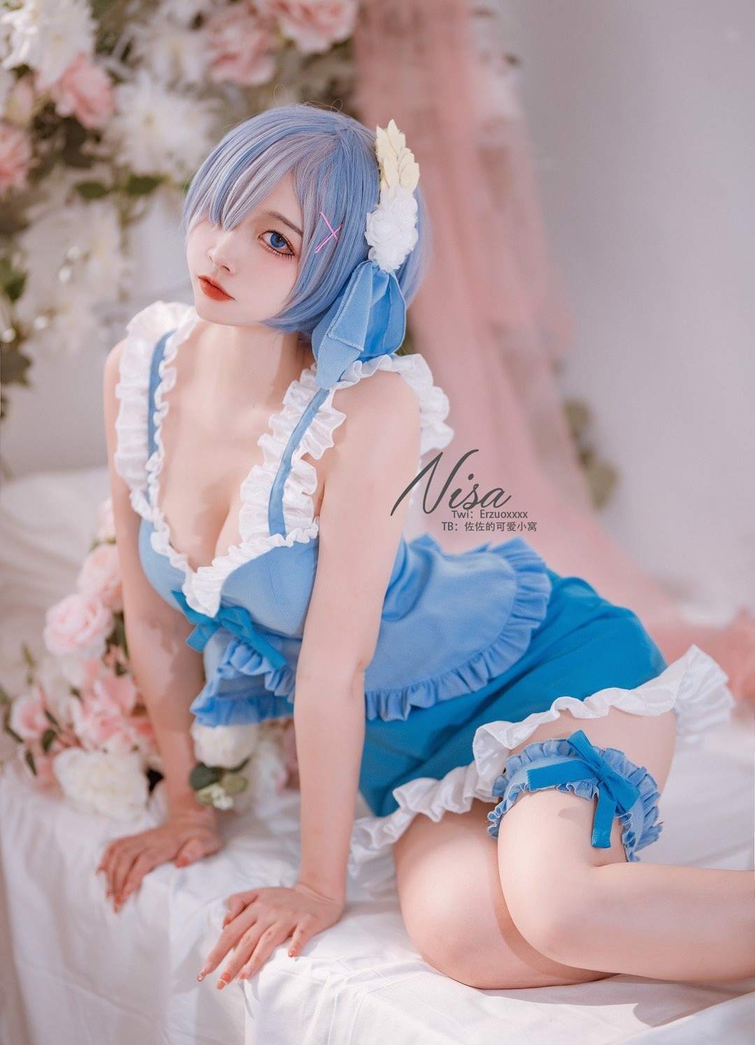 二佐Nisa蕾姆蓝色女仆cosplay6