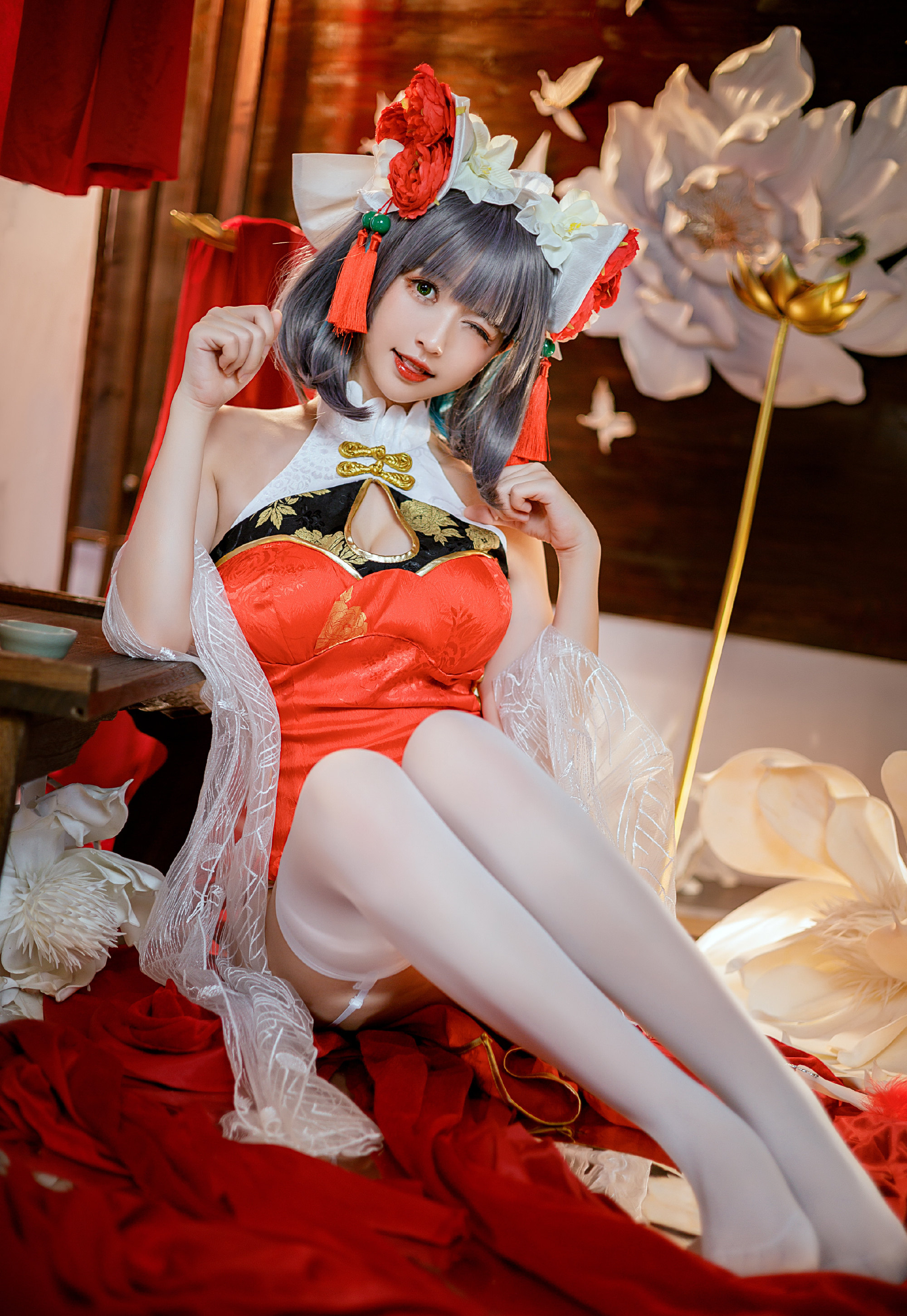 鳗鱼霏儿碧蓝航线柴郡旗袍cosplay5