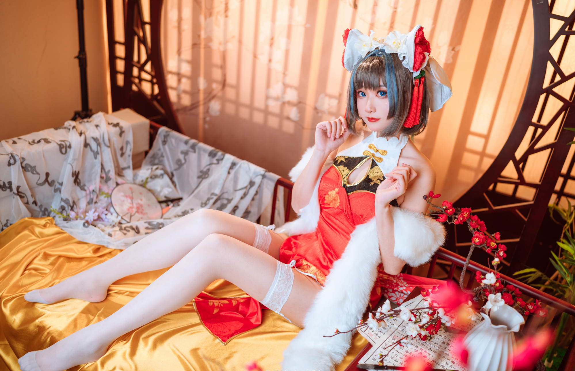 艾瑞碧蓝航线柴郡旗袍CosPlay8