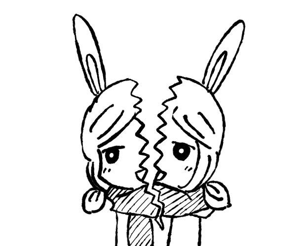 一日一兔# 第497天  裂开兔