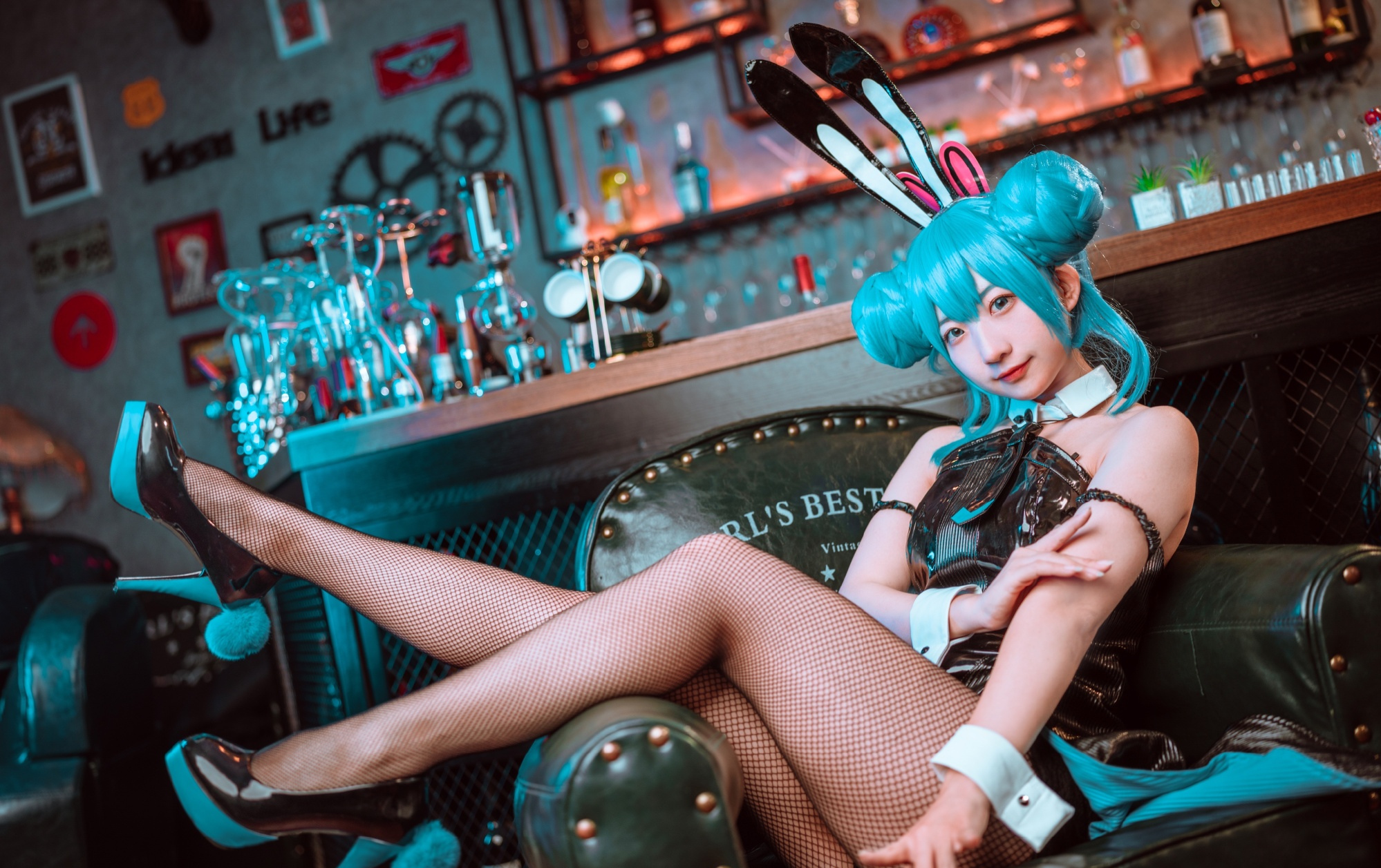 幕殊_快樂小殊初音未来miku黑兔女郎CosPlay7