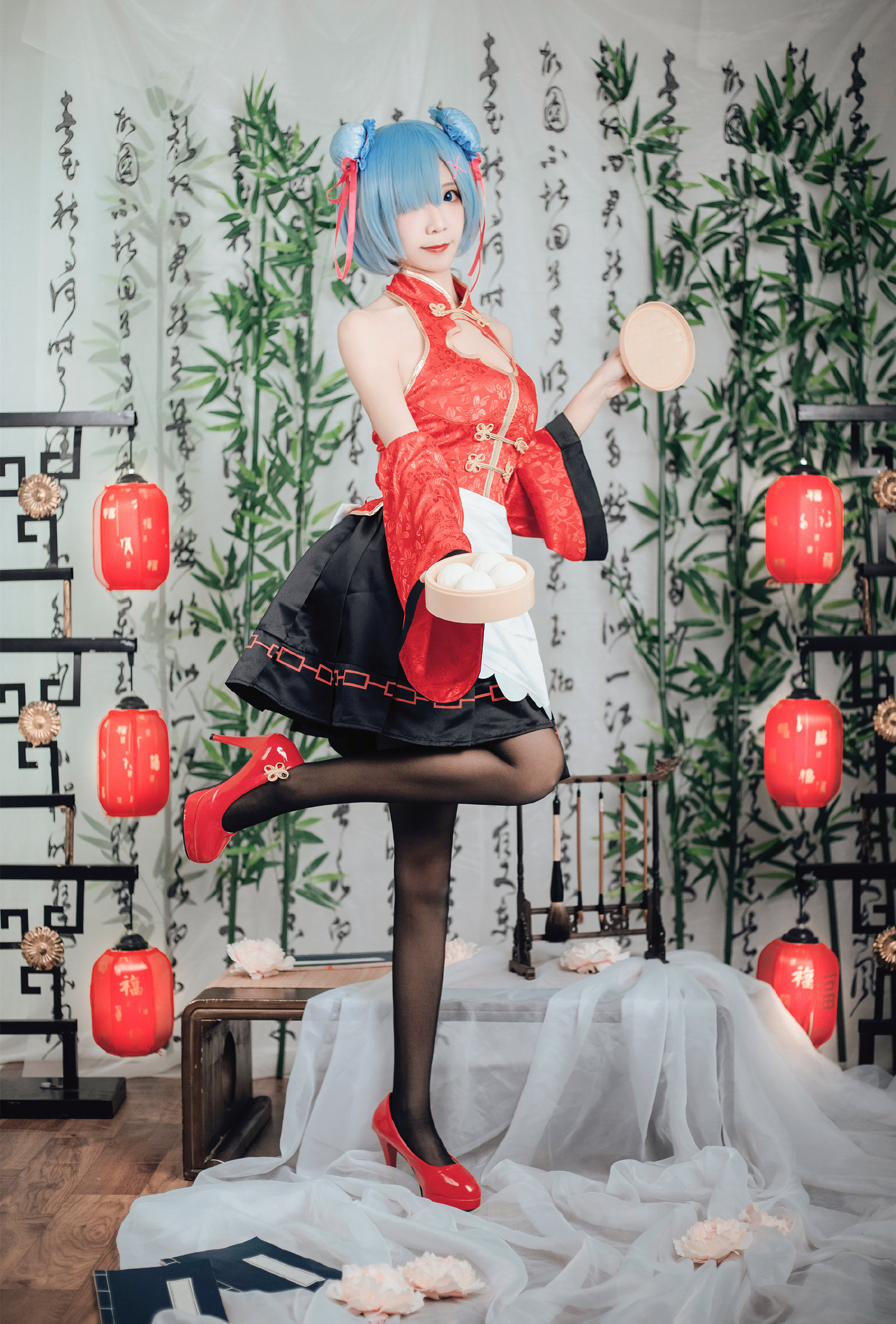 是粽粽子吖蕾姆中国风女仆cosplay4