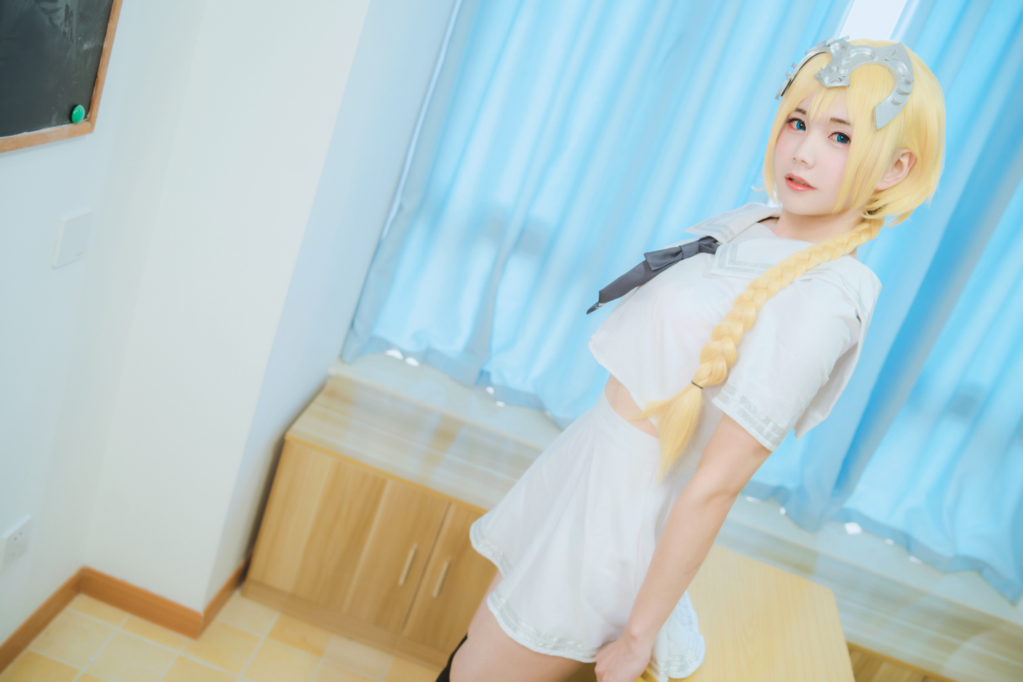 梓墨墨墨墨墨白贞德同人JK制服cosplay6