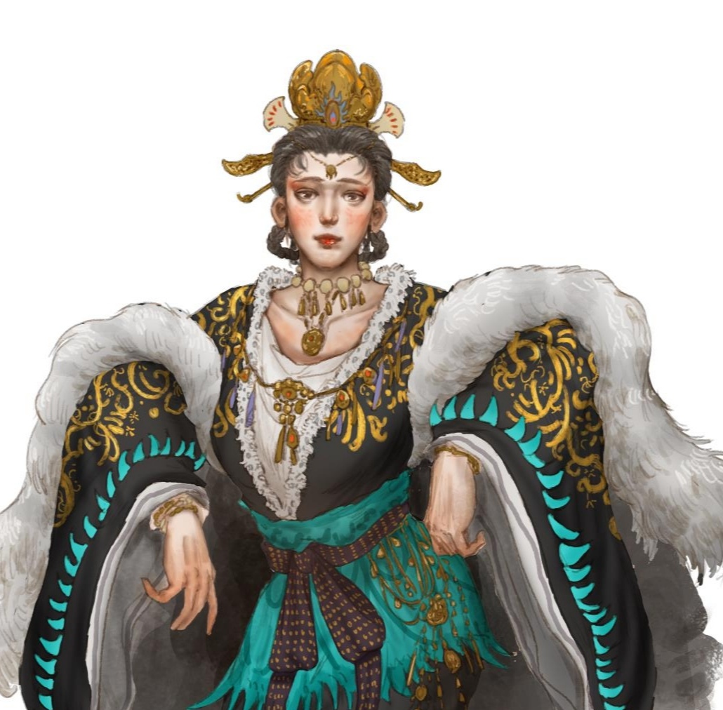 这次的更图,后面两个是胡太后临朝的立绘,没有通过,还有是高欢的废稿