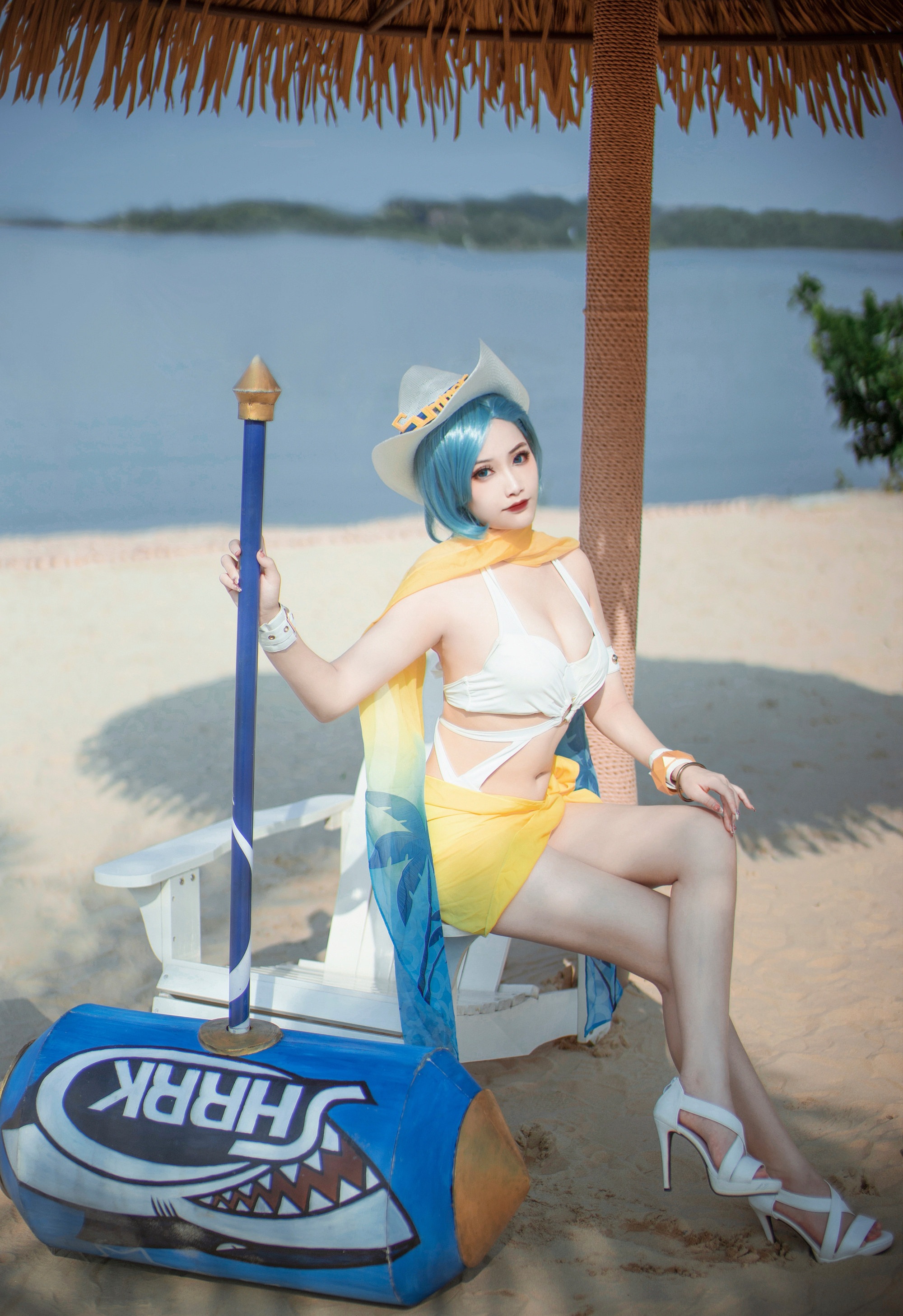 玥颜Queen王者荣耀钟无艳海滩丽影CosPlay4