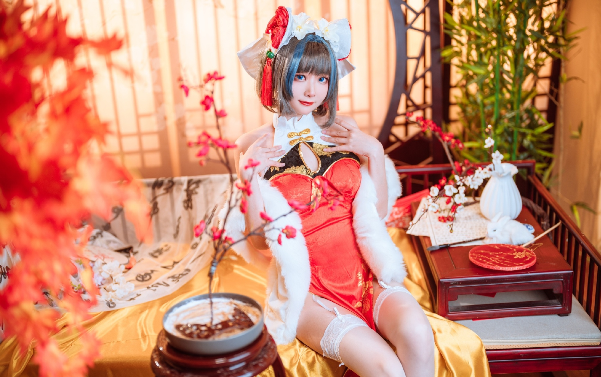 艾瑞碧蓝航线柴郡旗袍cosplay4