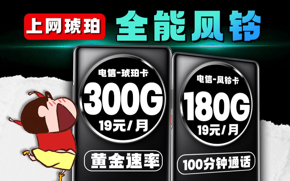 通信行业两年半工作者告诉你,流量卡只看这两张就够了,19元300G琥珀卡,19元180G风铃卡,其他一概不用看!哔哩哔哩bilibili