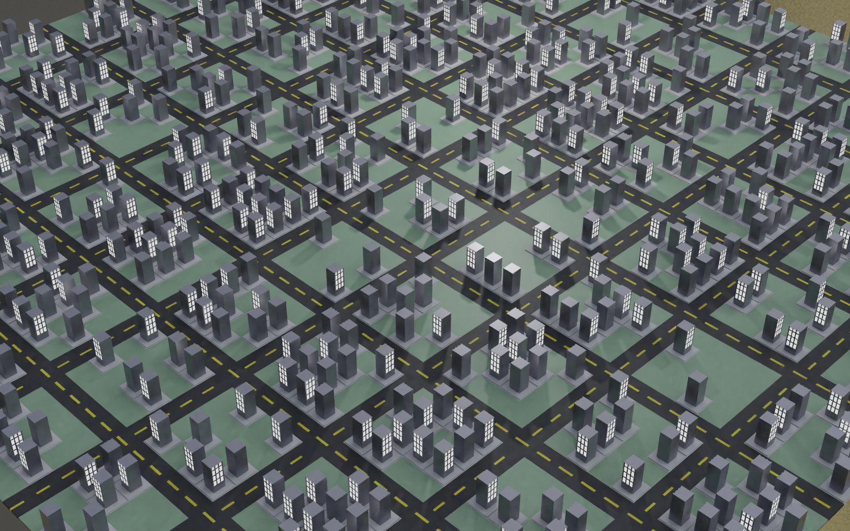 [blender 节点练习] geometry nodes 随机生成路面/楼宇