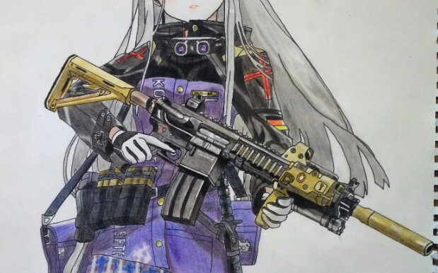 少女前线hk416立绘彩铅临摹