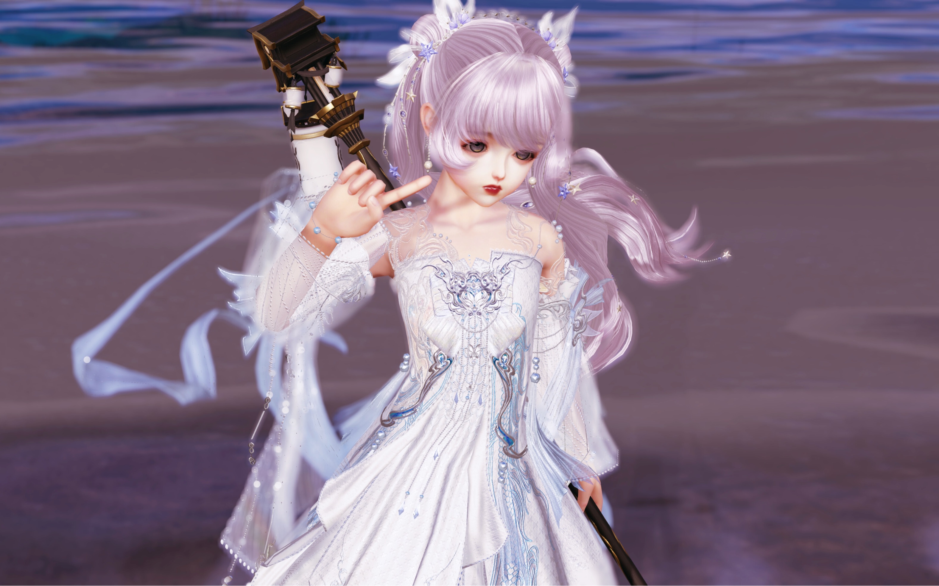 【剑网3外观】萝莉灰发星虹实装·搭配灵龙盒子/椿山漫/蓝不欺