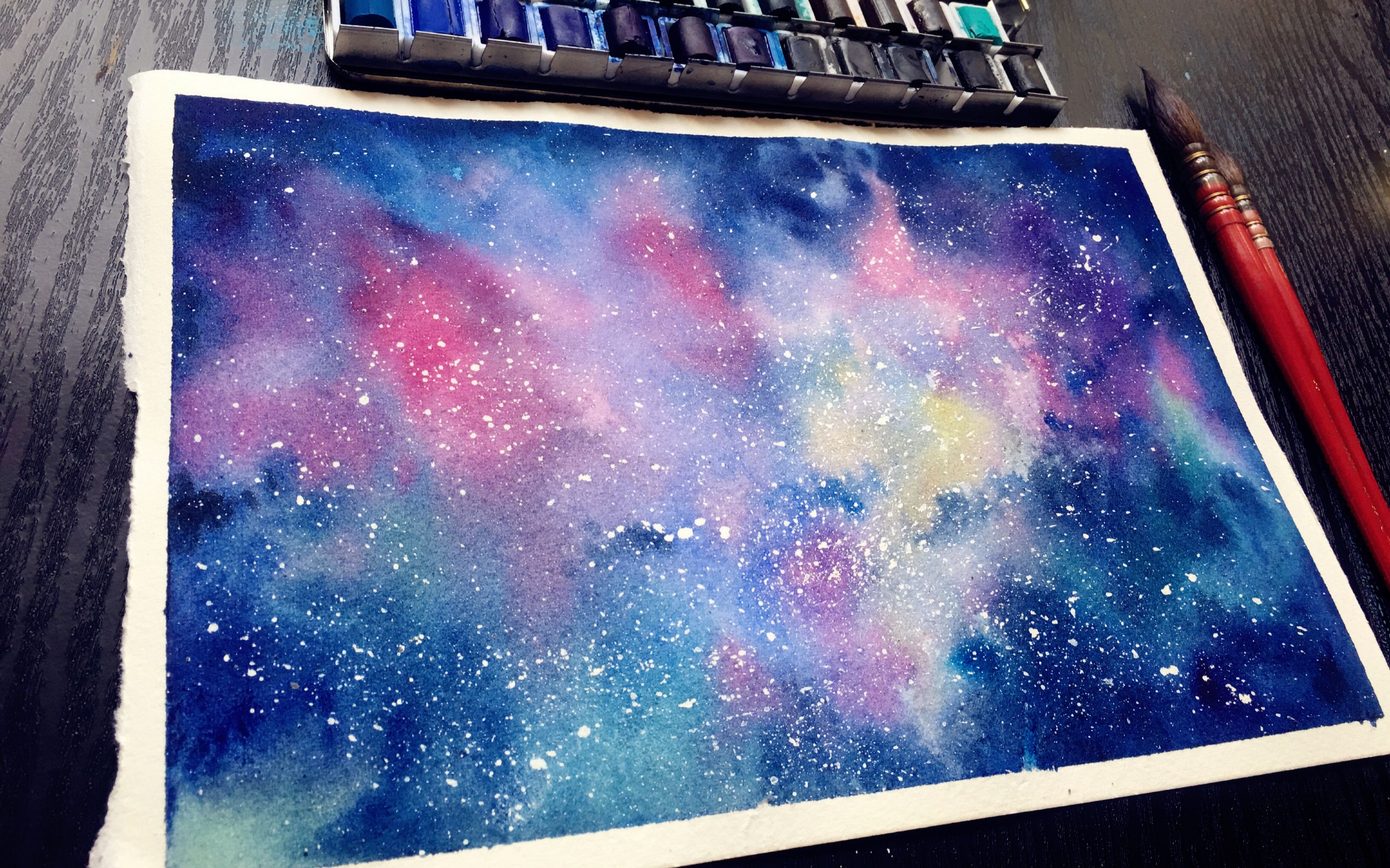 手绘星空水彩视频分享 塔杉水彩01