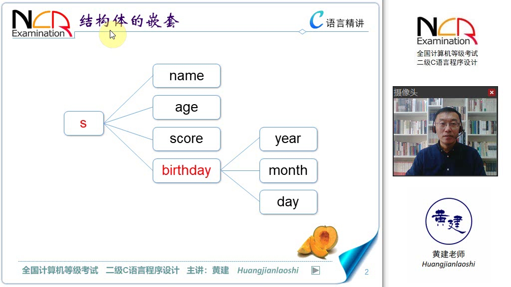 8.1.1 结构体嵌套 黄建老师 二级C语言哔哩哔哩bilibili