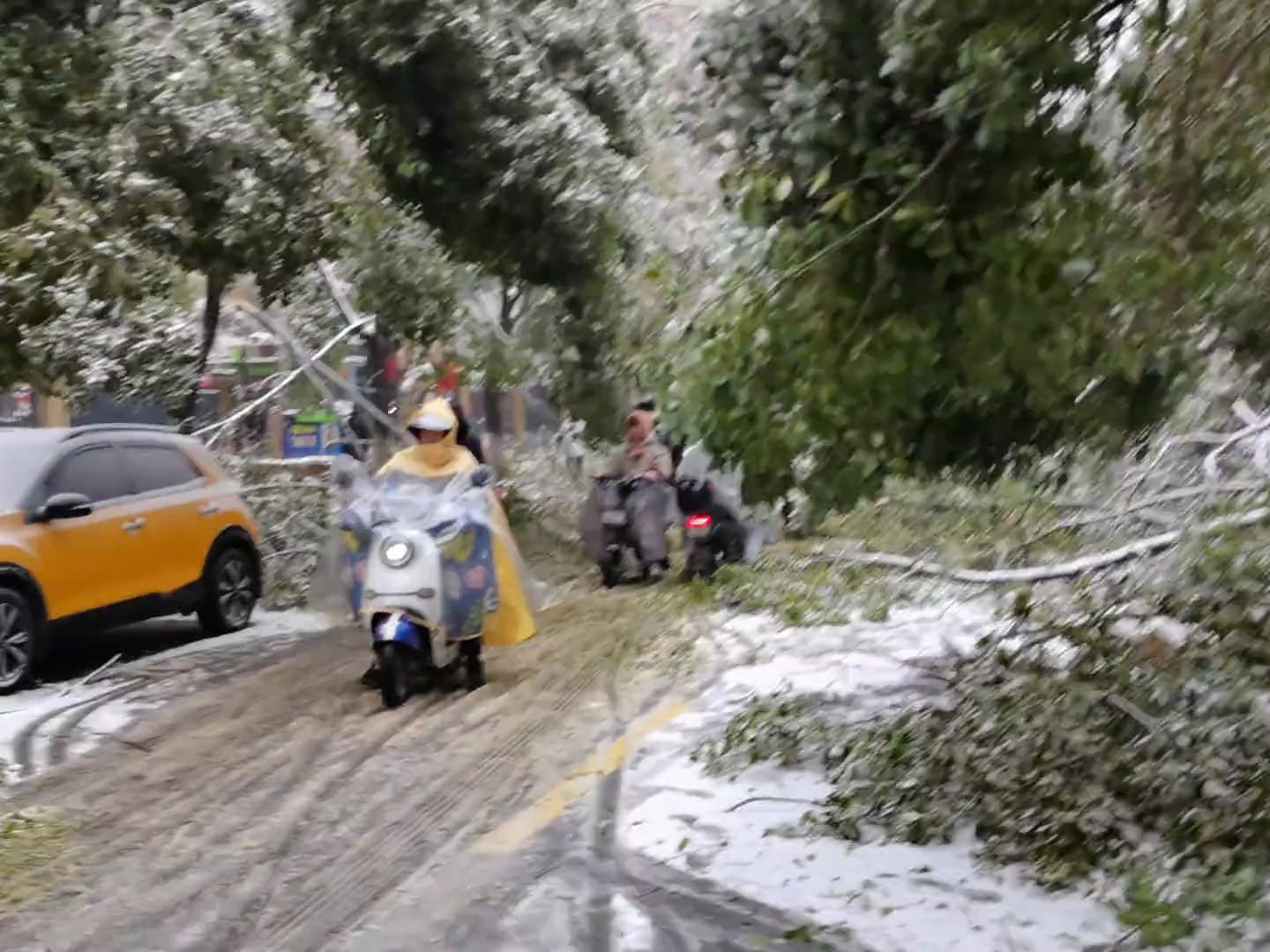 [图]武汉街头，冻雨太恐怖了……