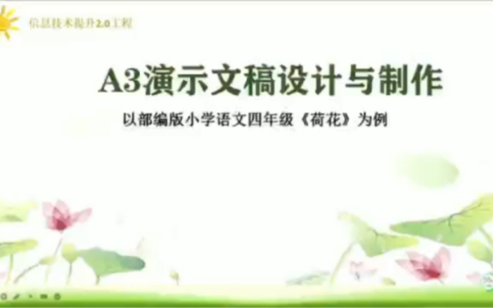 信息技术提升2.0工程A3演示文稿制作以四年级语文《荷花》为例演示文稿+视频+文档希望可以帮助您哔哩哔哩bilibili